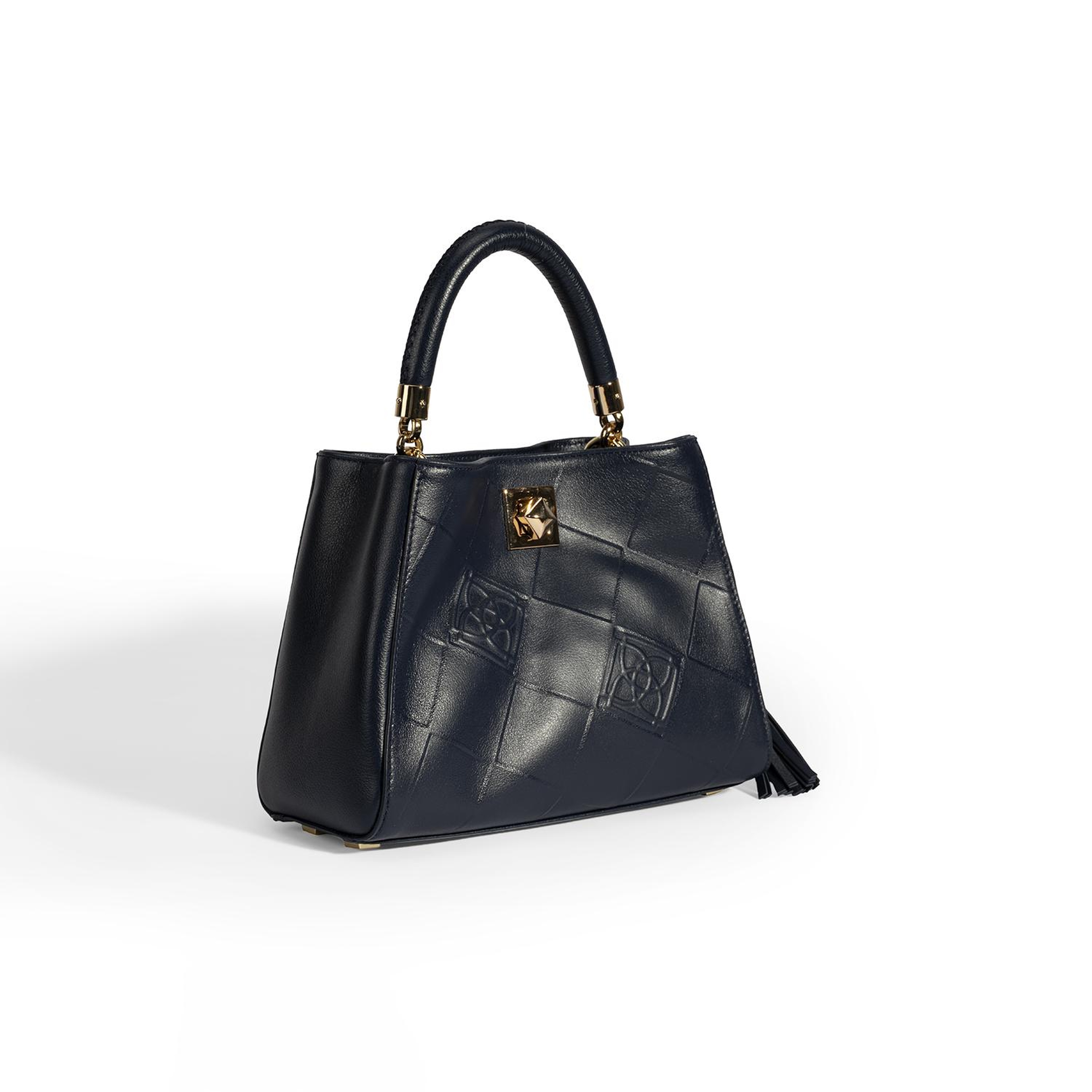 Kadın Lacivert Püskül Aksesuarlı Deri El Çantası