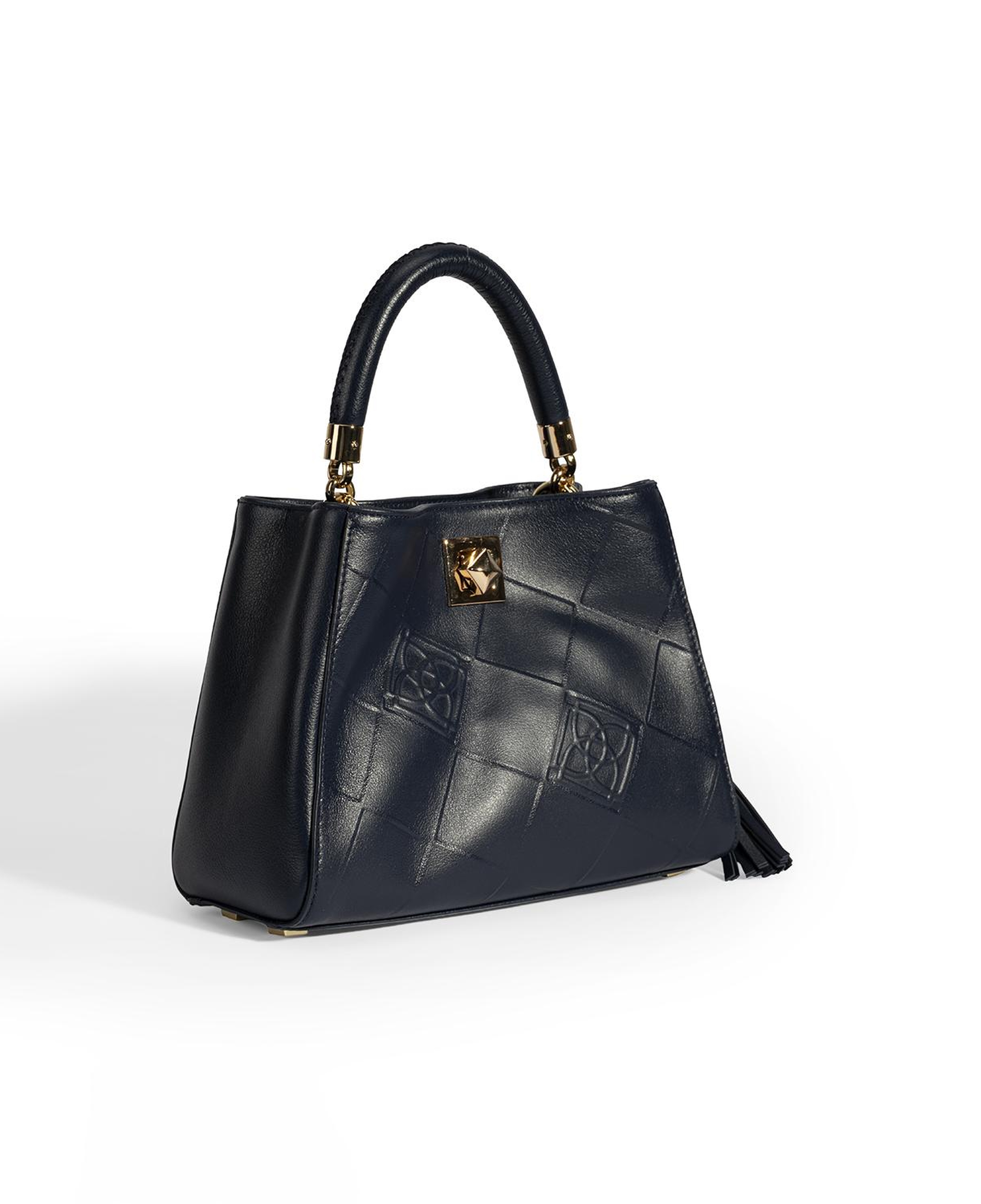 Kadın Lacivert Püskül Aksesuarlı Deri El Çantası