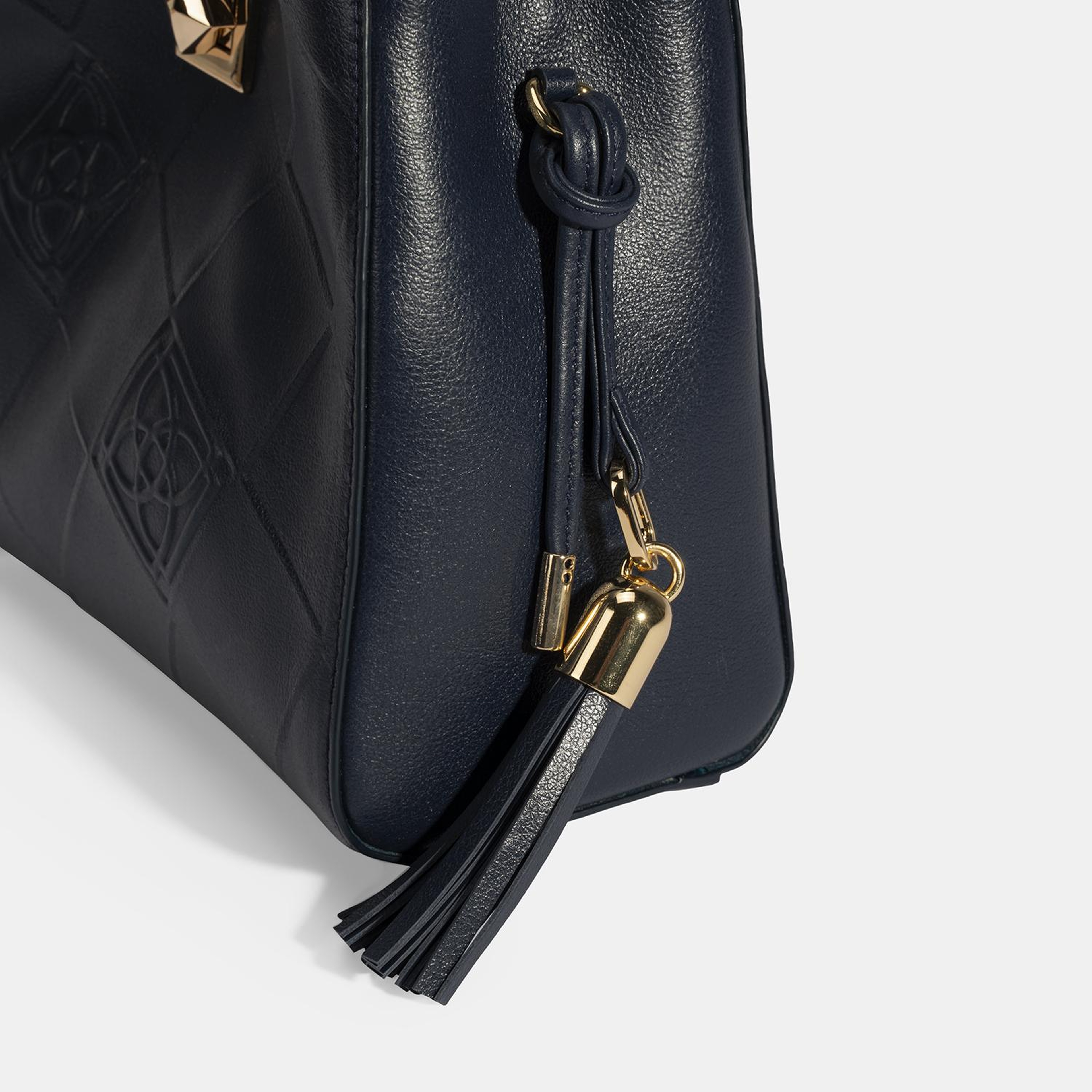 Kadın Lacivert Püskül Aksesuarlı Deri El Çantası