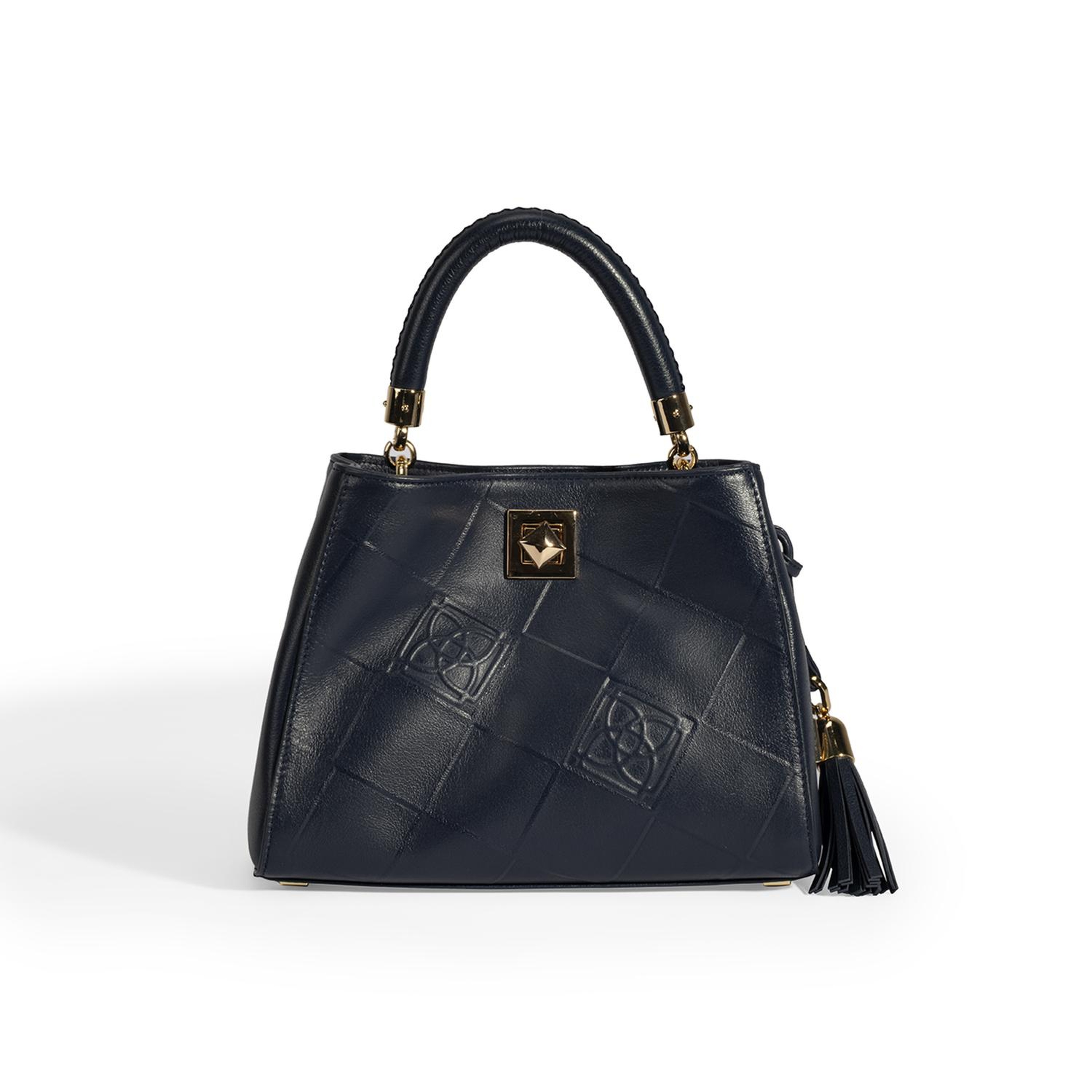 Kadın Lacivert Püskül Aksesuarlı Deri El Çantası