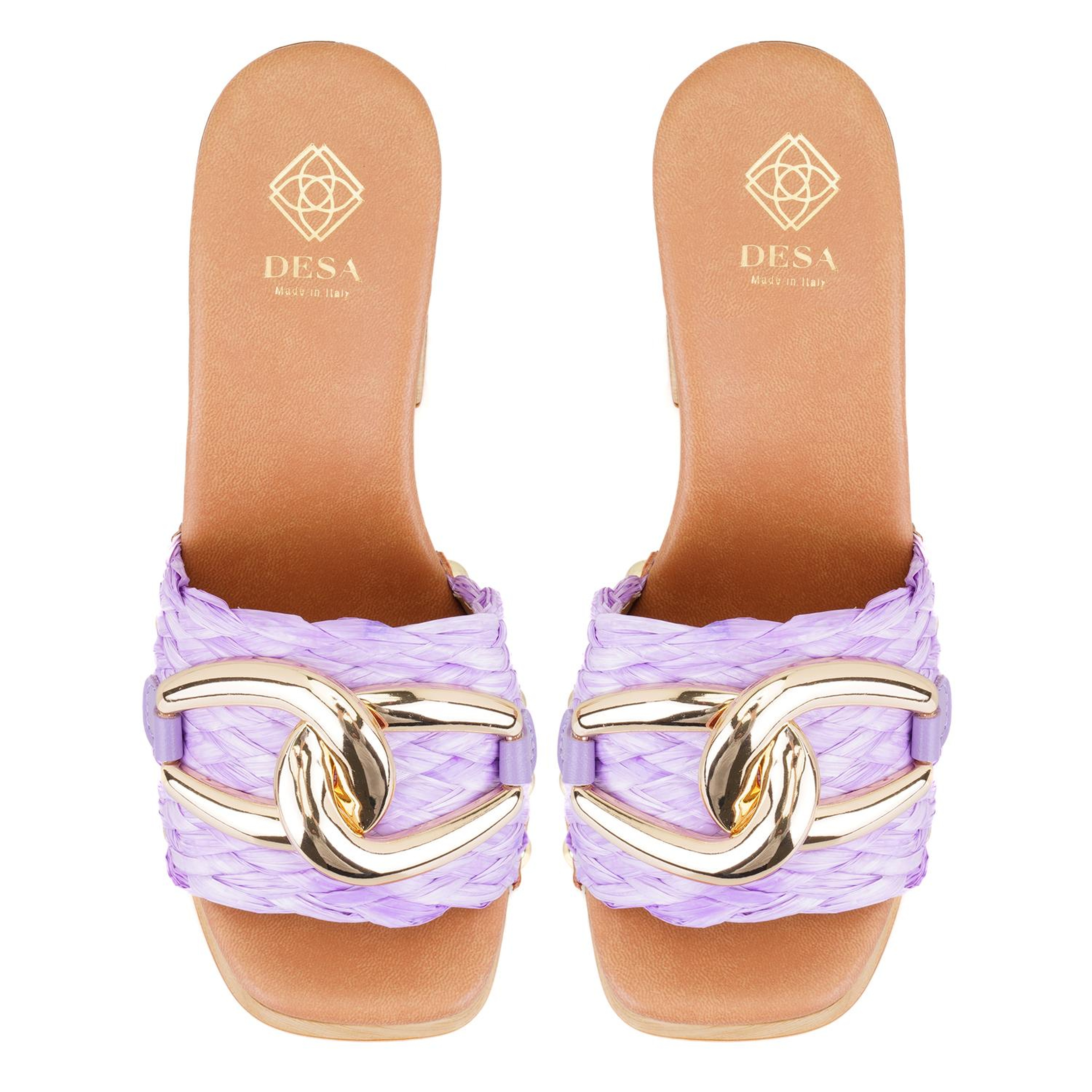 Kadın Lila Platform Topuklu Hasır Terlik