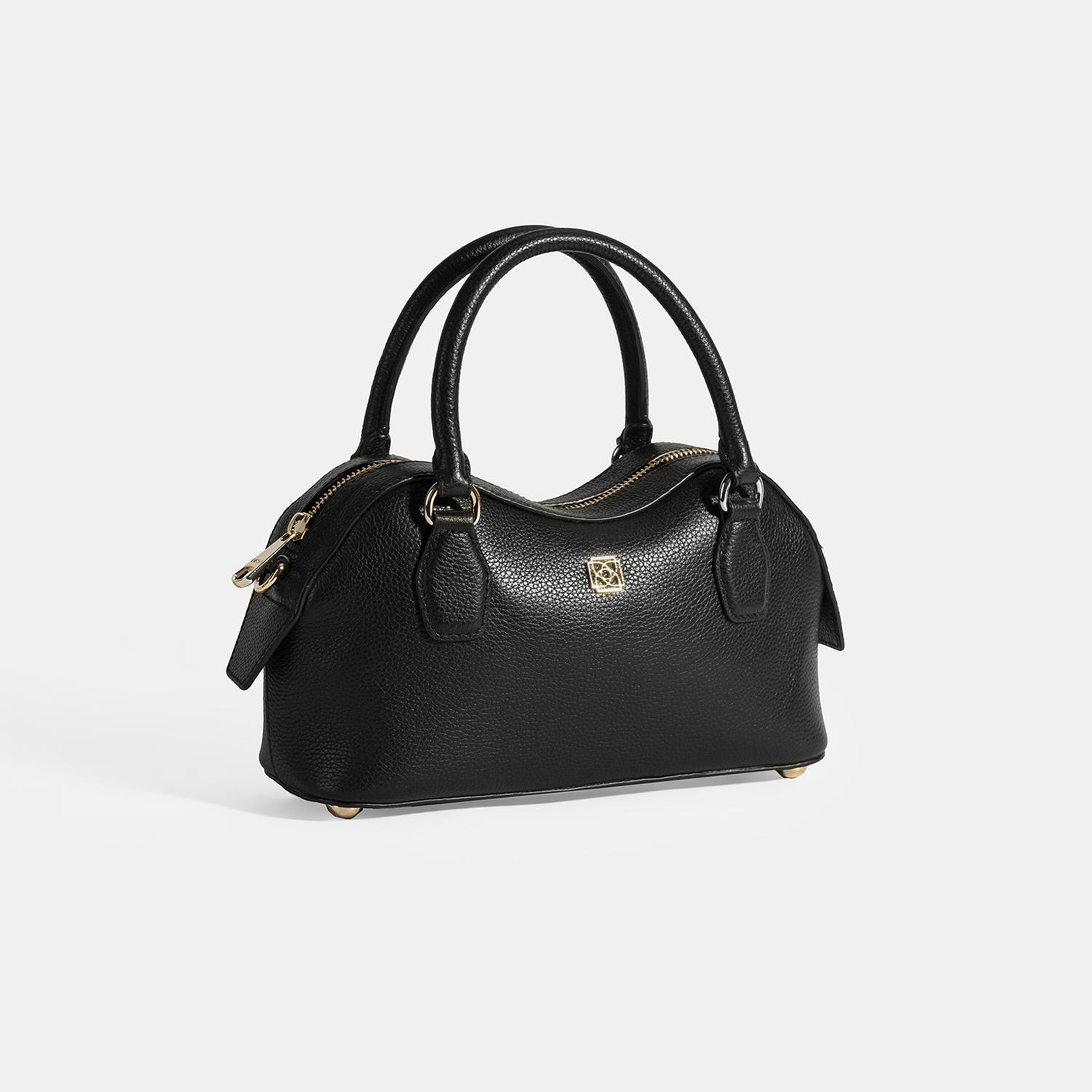 Kadın Siyah Deri Çanta Aksesuarlı Mini El Çantası