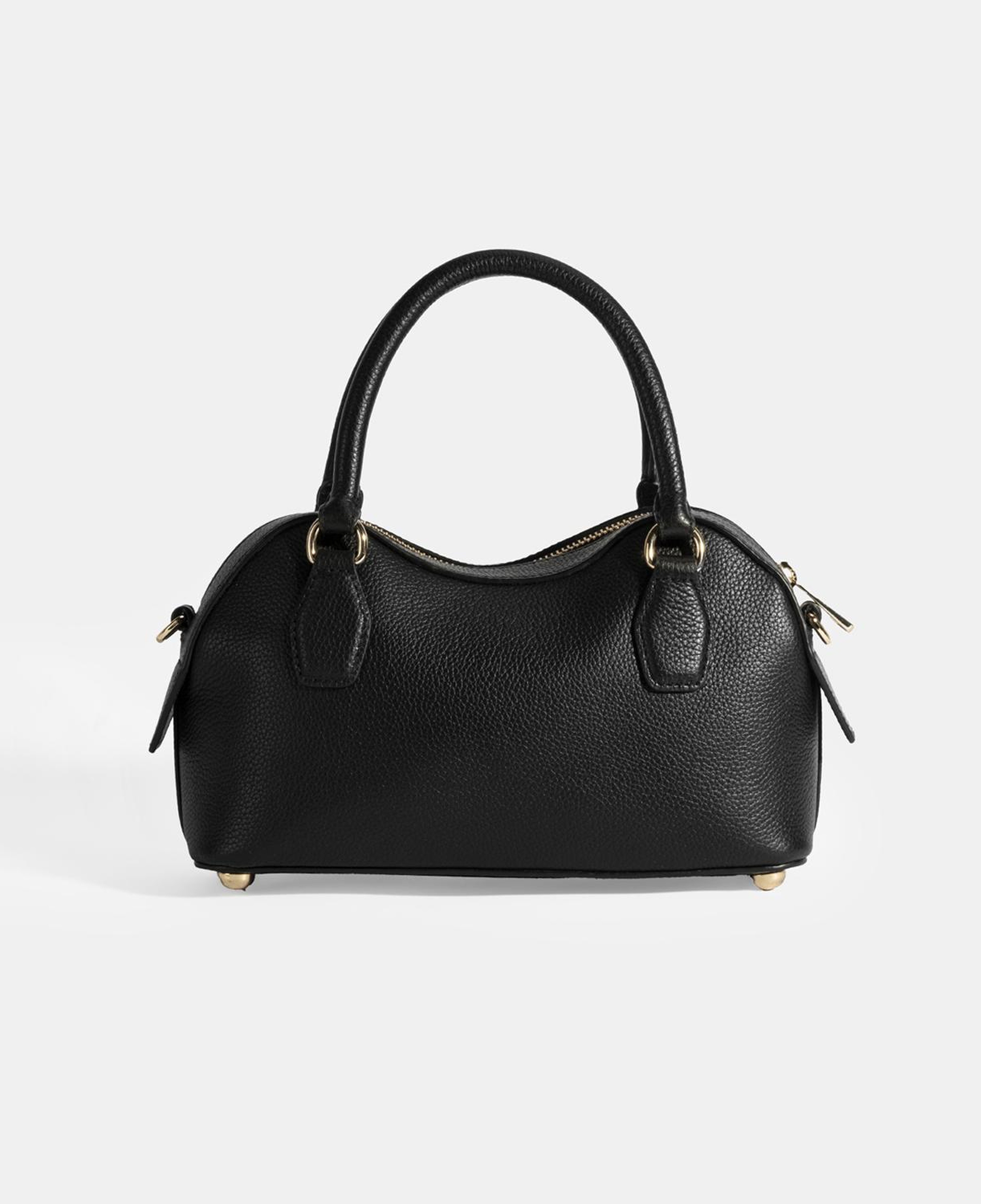 Kadın Siyah Deri Çanta Aksesuarlı Mini El Çantası