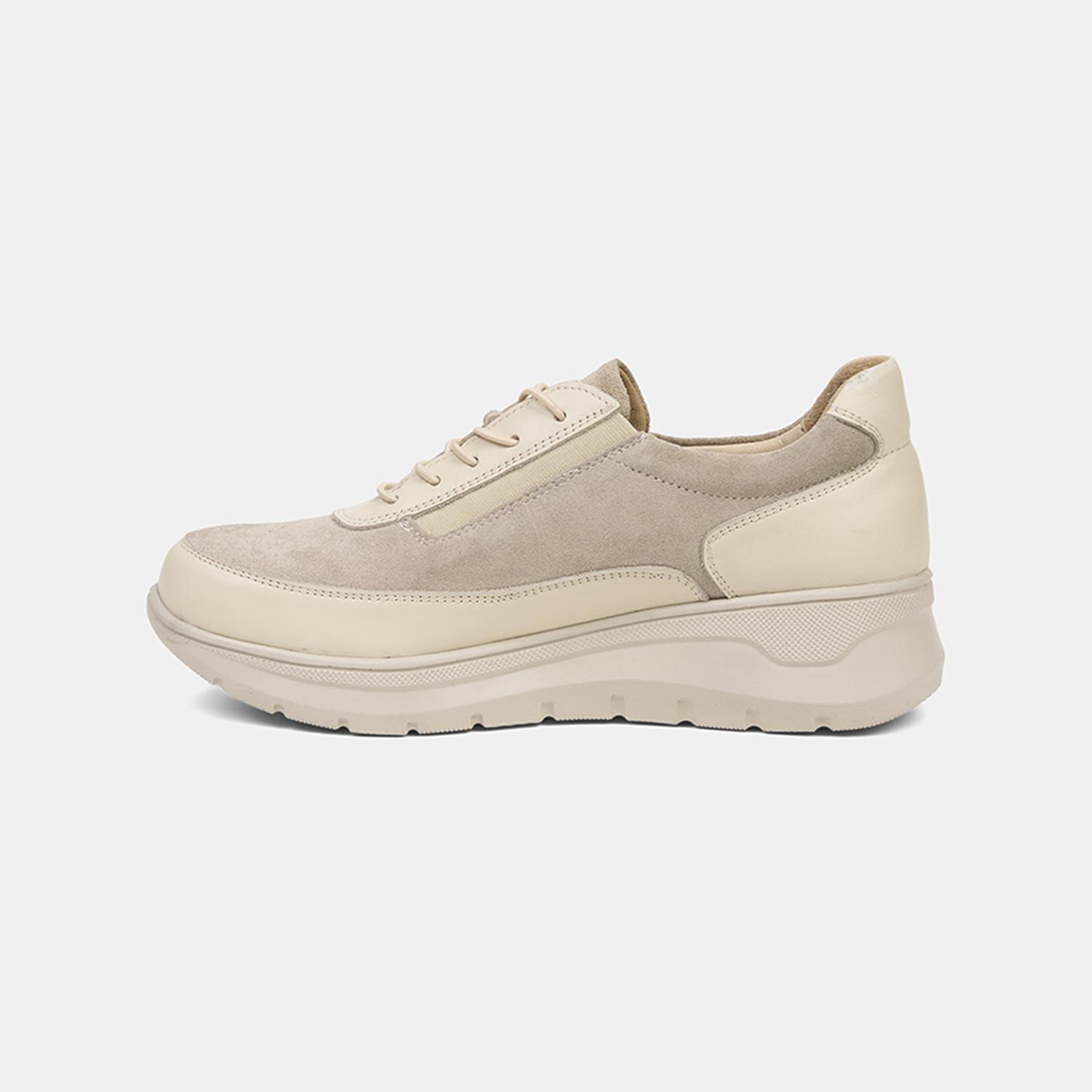 Kadın Bej DesaComfort Fermuarlı Deri Spor Ayakkabı