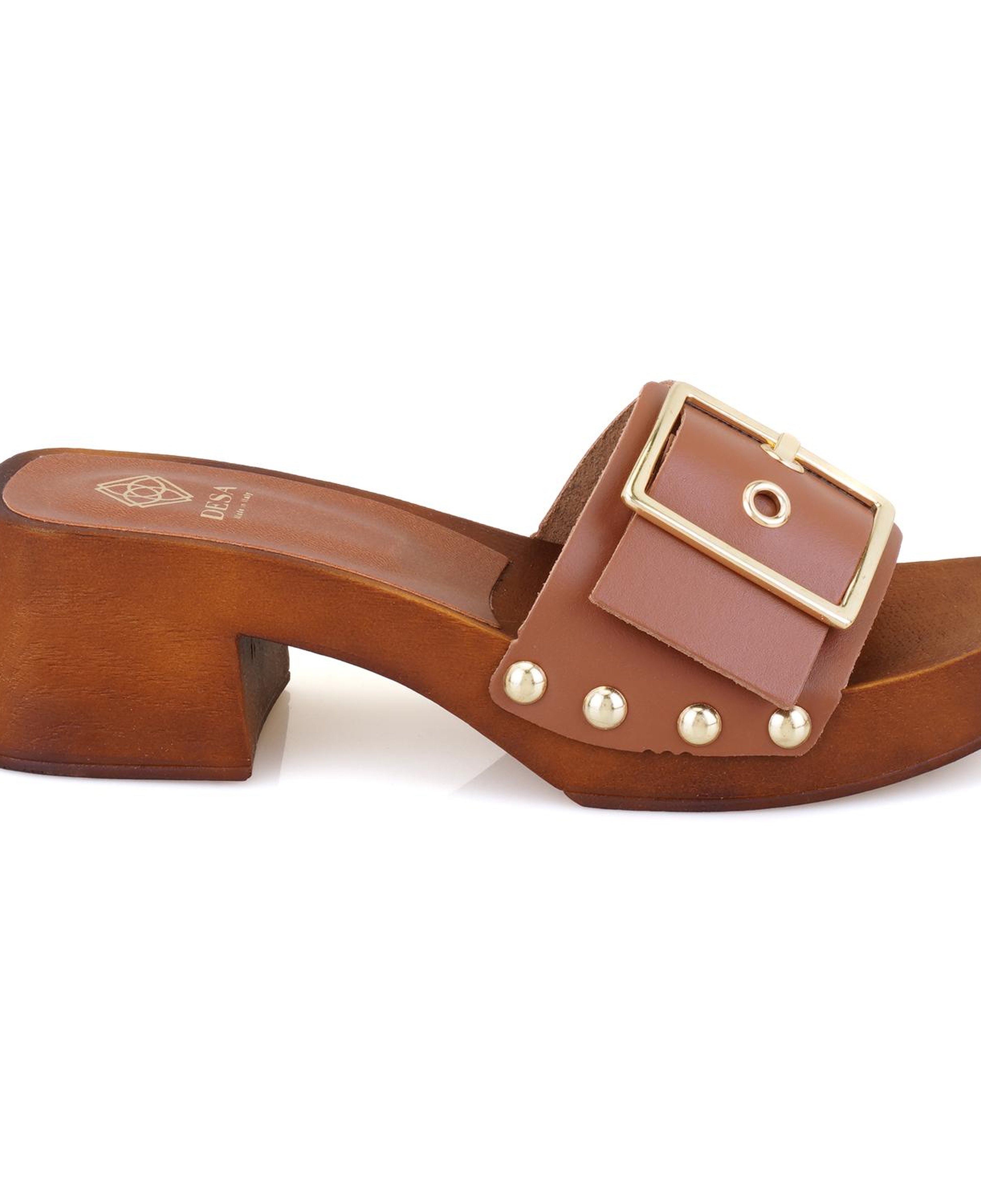 Kadın Kahve Ayarlanabilir Tokalı Deri Terlik