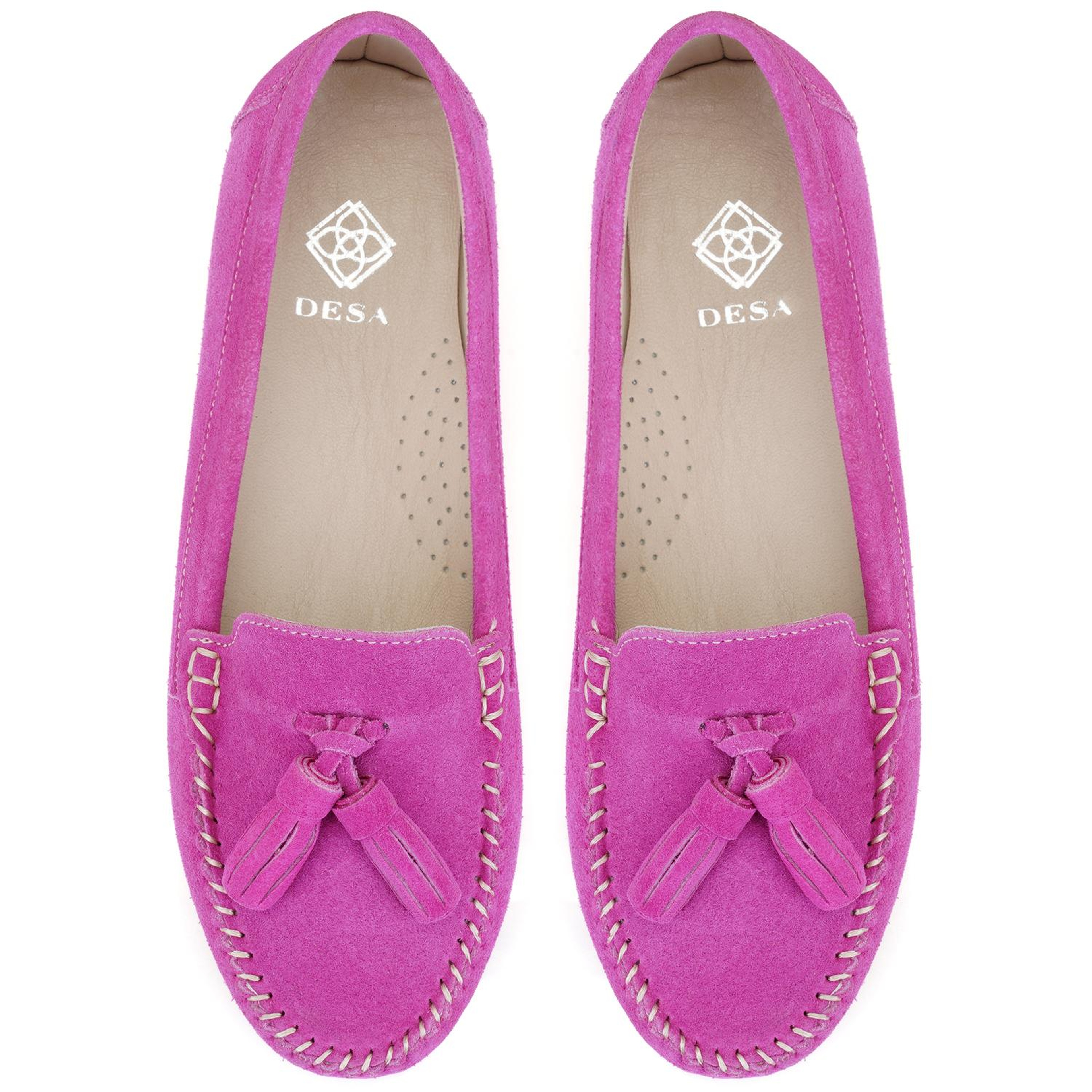 Kadın Fuşya Süet Deri Loafer