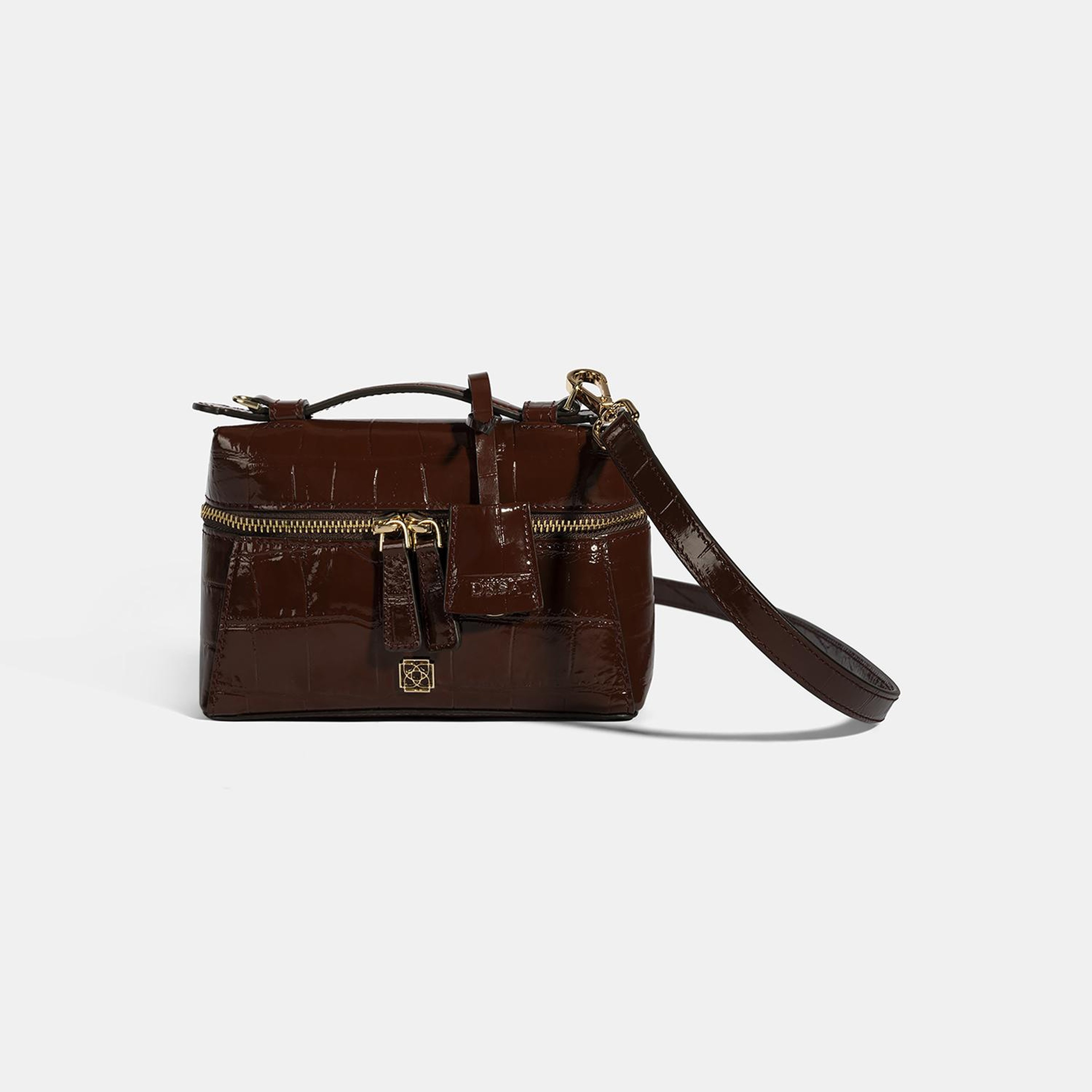 Kadın Bordo Kroko Baskılı Mini Rugan Deri El Çantası