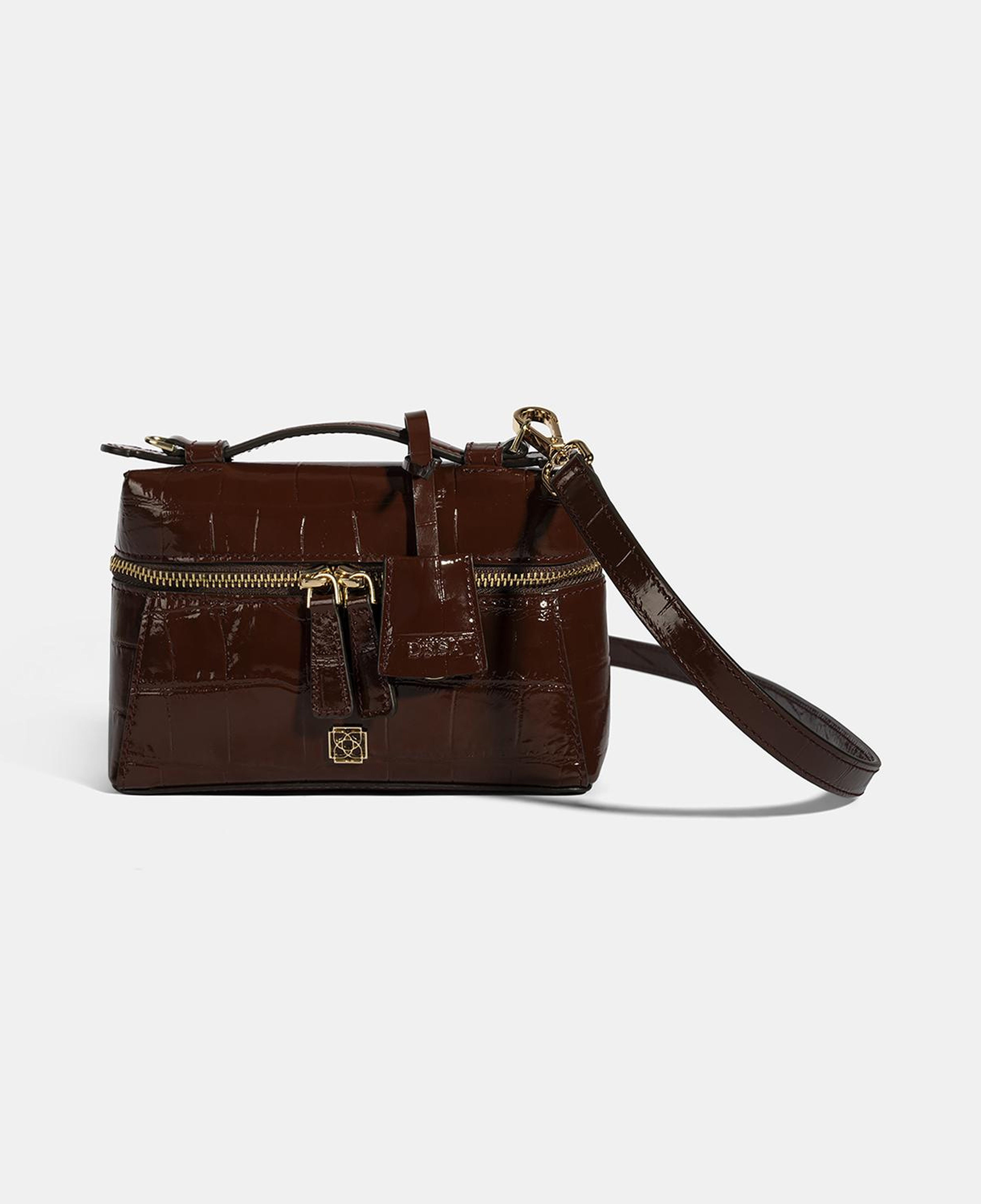 Kadın Bordo Kroko Baskılı Mini Rugan Deri El Çantası