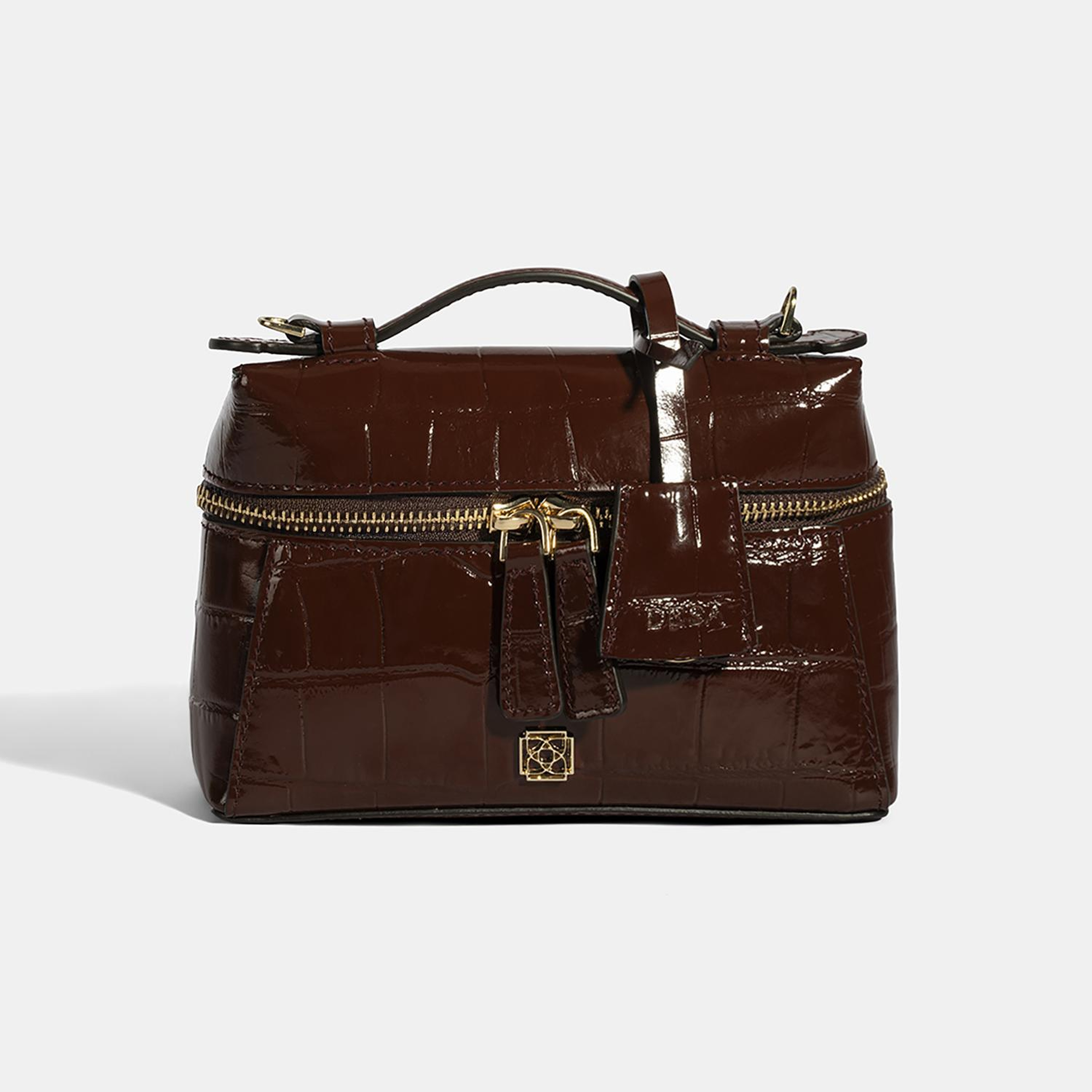 Kadın Bordo Kroko Baskılı Mini Rugan Deri El Çantası