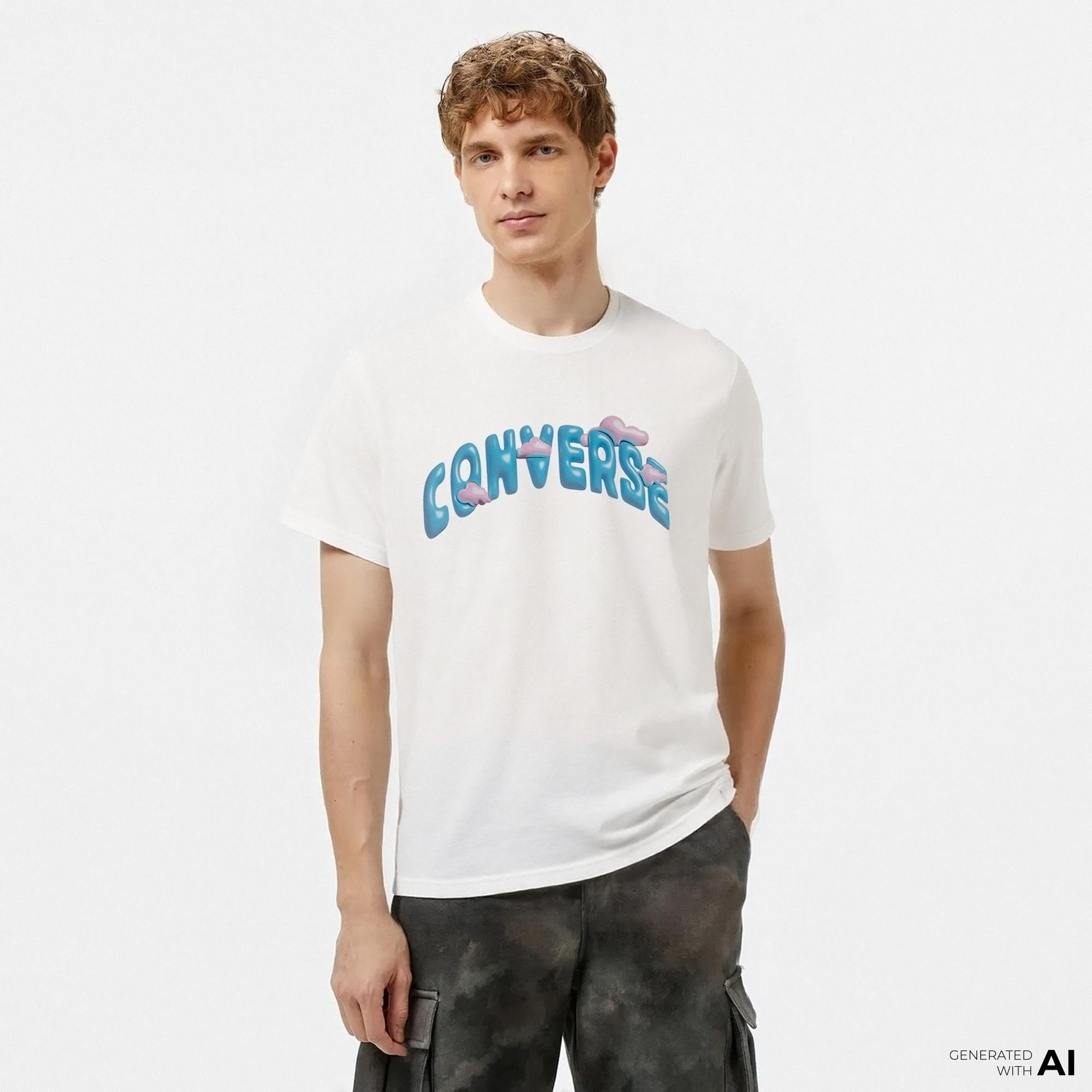 Converse Classic Erkek Baskılı Beyaz T-Shirt