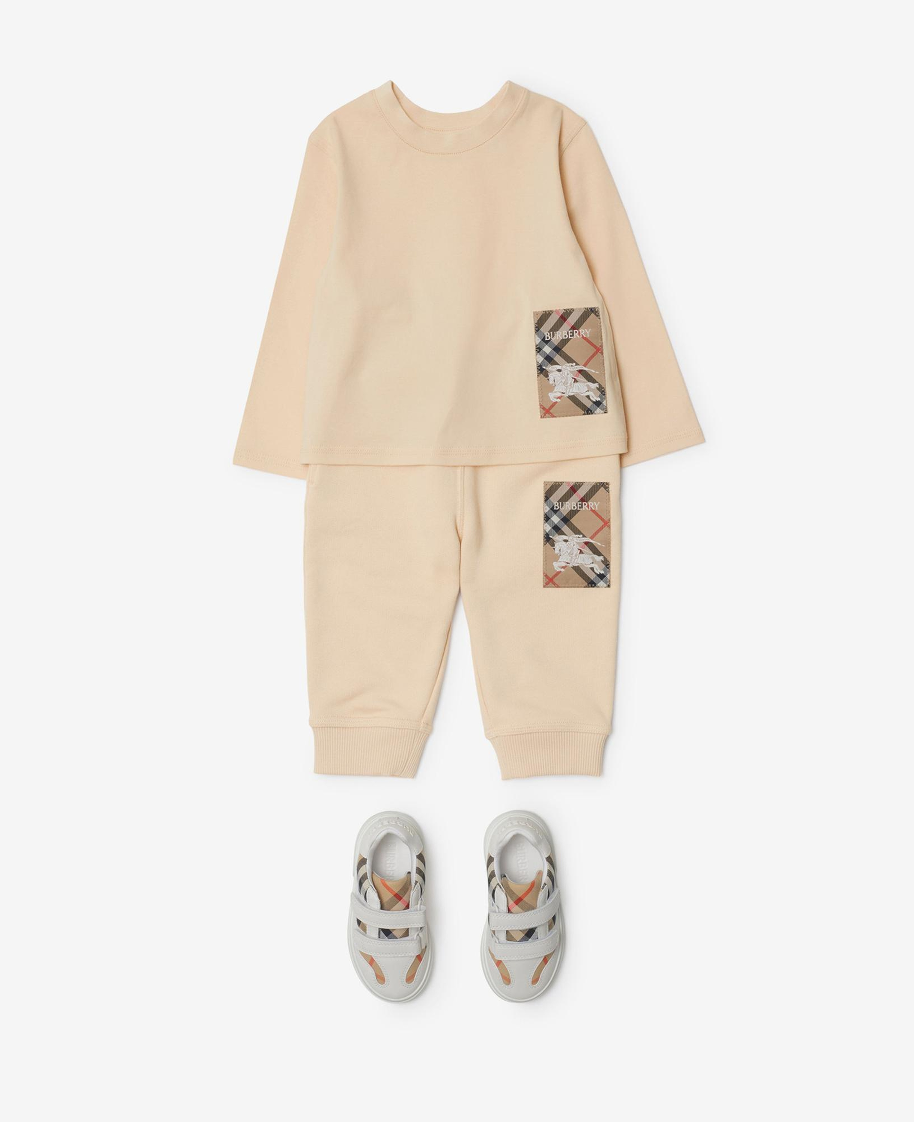 Burberry Kooper Label Cotton Top Çocuk Krem T-Shirt