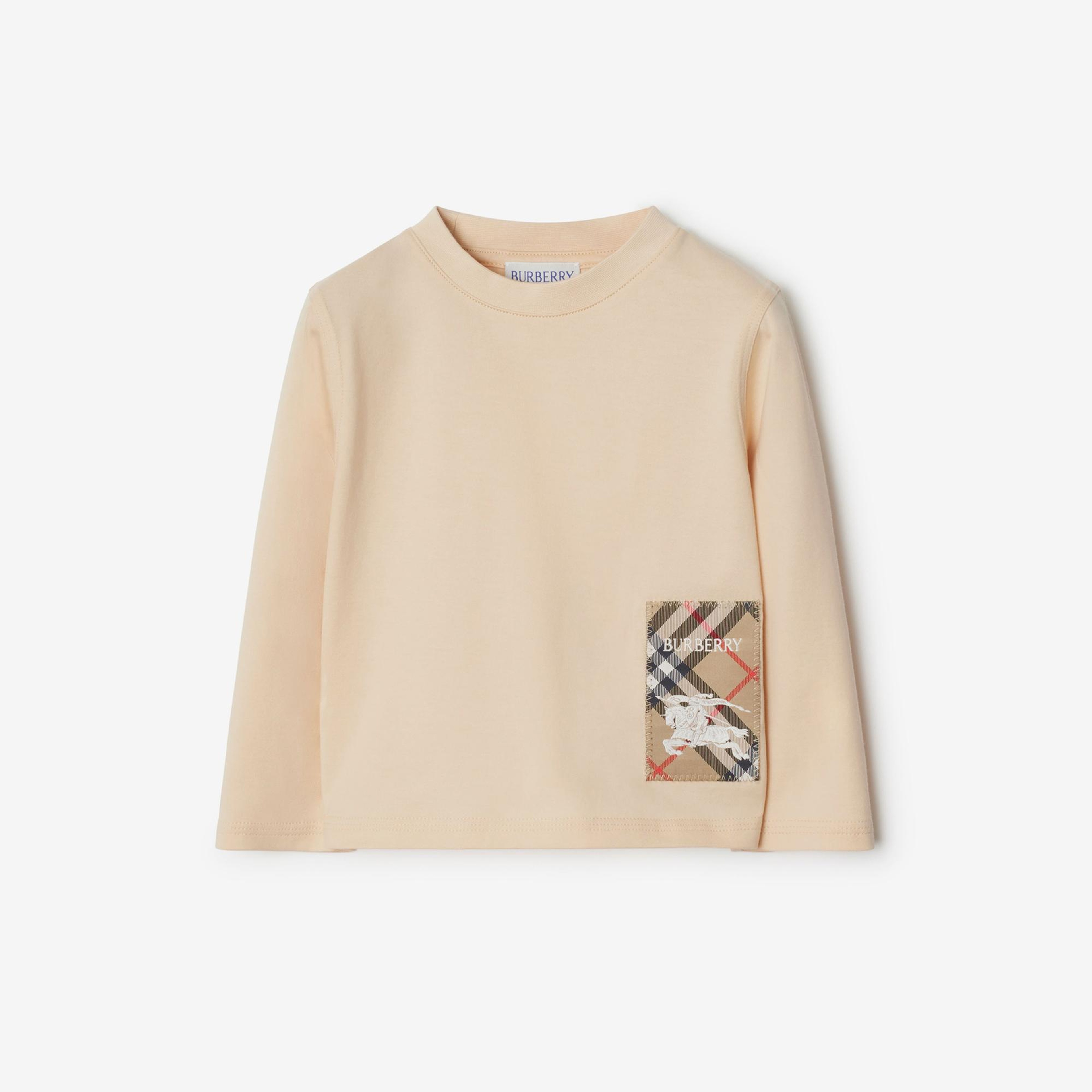 Burberry Kooper Label Cotton Top Çocuk Krem T-Shirt