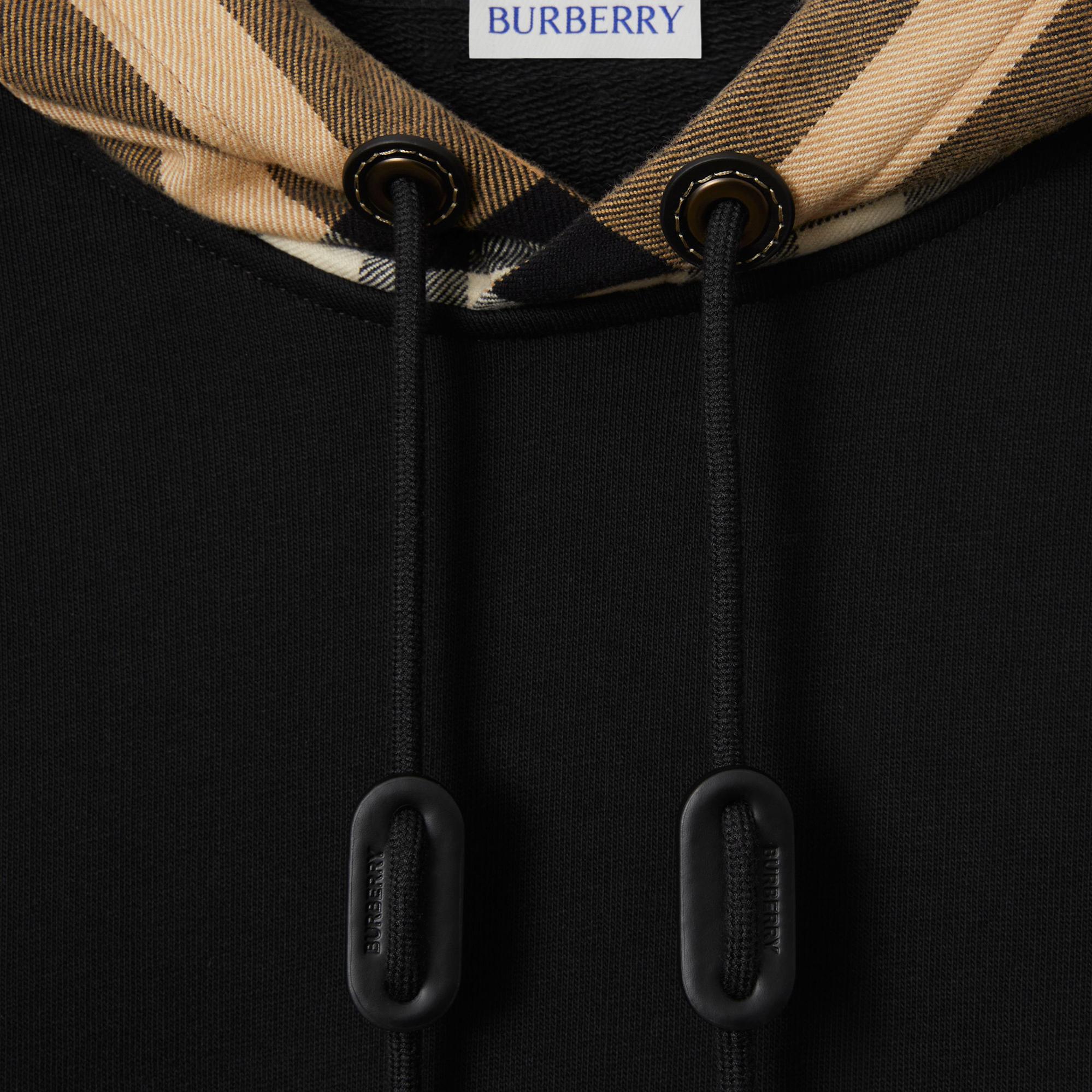 Burberry Check Hood Pamuklu Erkek Siyah Sweatshirt