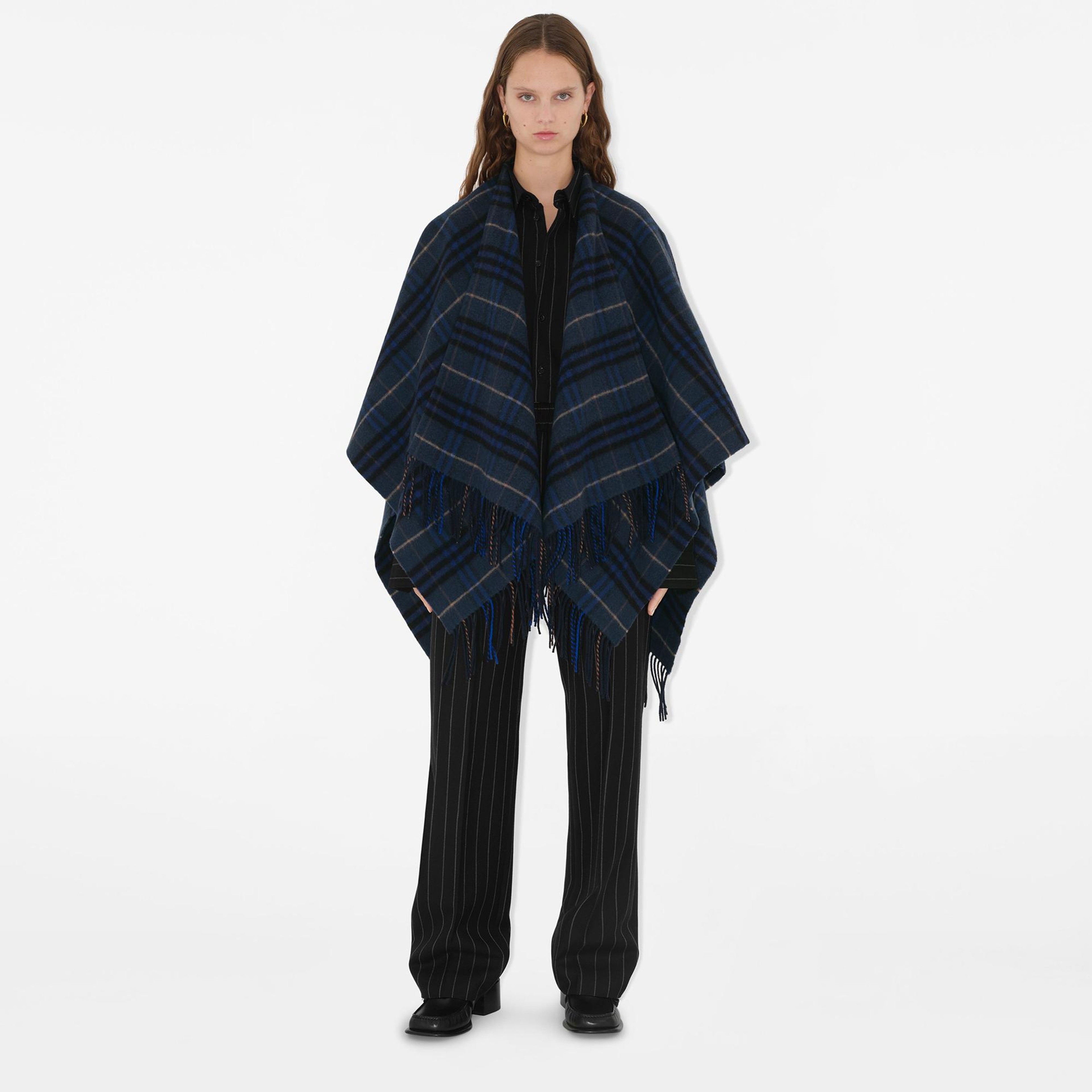 Burberry Charlotte Cape Wool Cashmere Kadın Siyah Panço