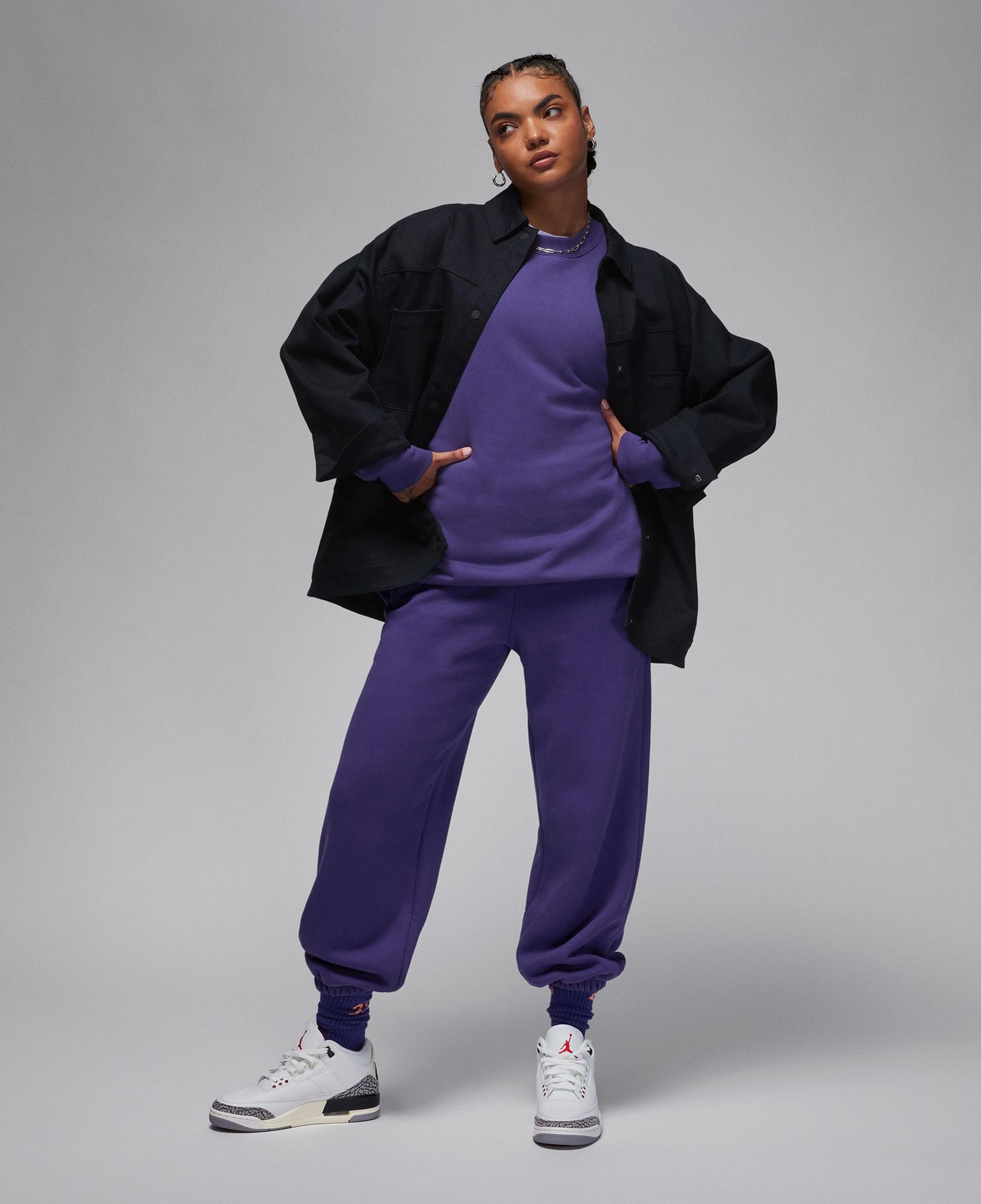 Jordan Flight Fleece Kadın Mor Sweatshirt