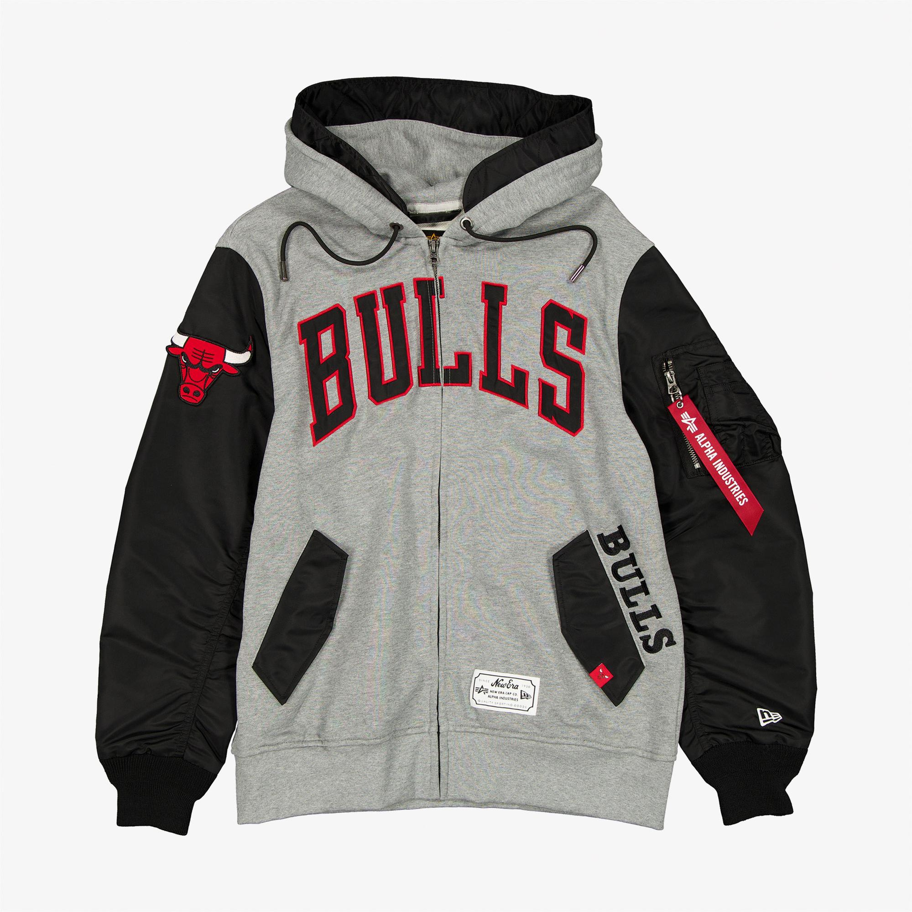 Alpha Industries x Chicago Bulls Gray MA-1 Unisex Gri Fermuarlı Ceket