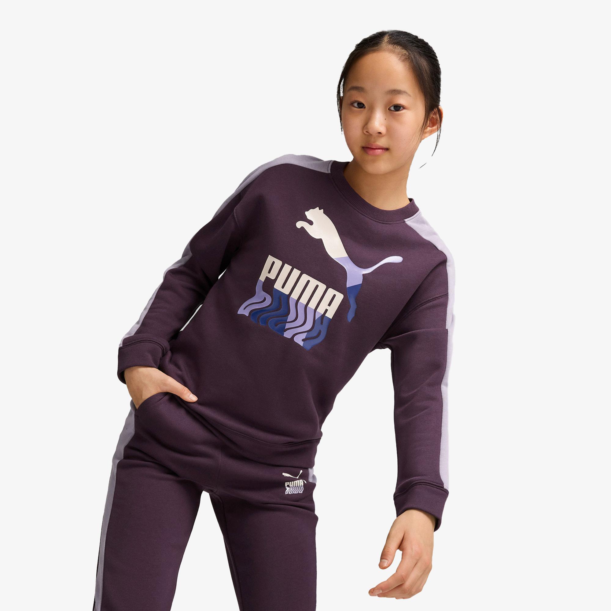 Puma T7 Crew Tr Çocuk Mor Sweatshirt
