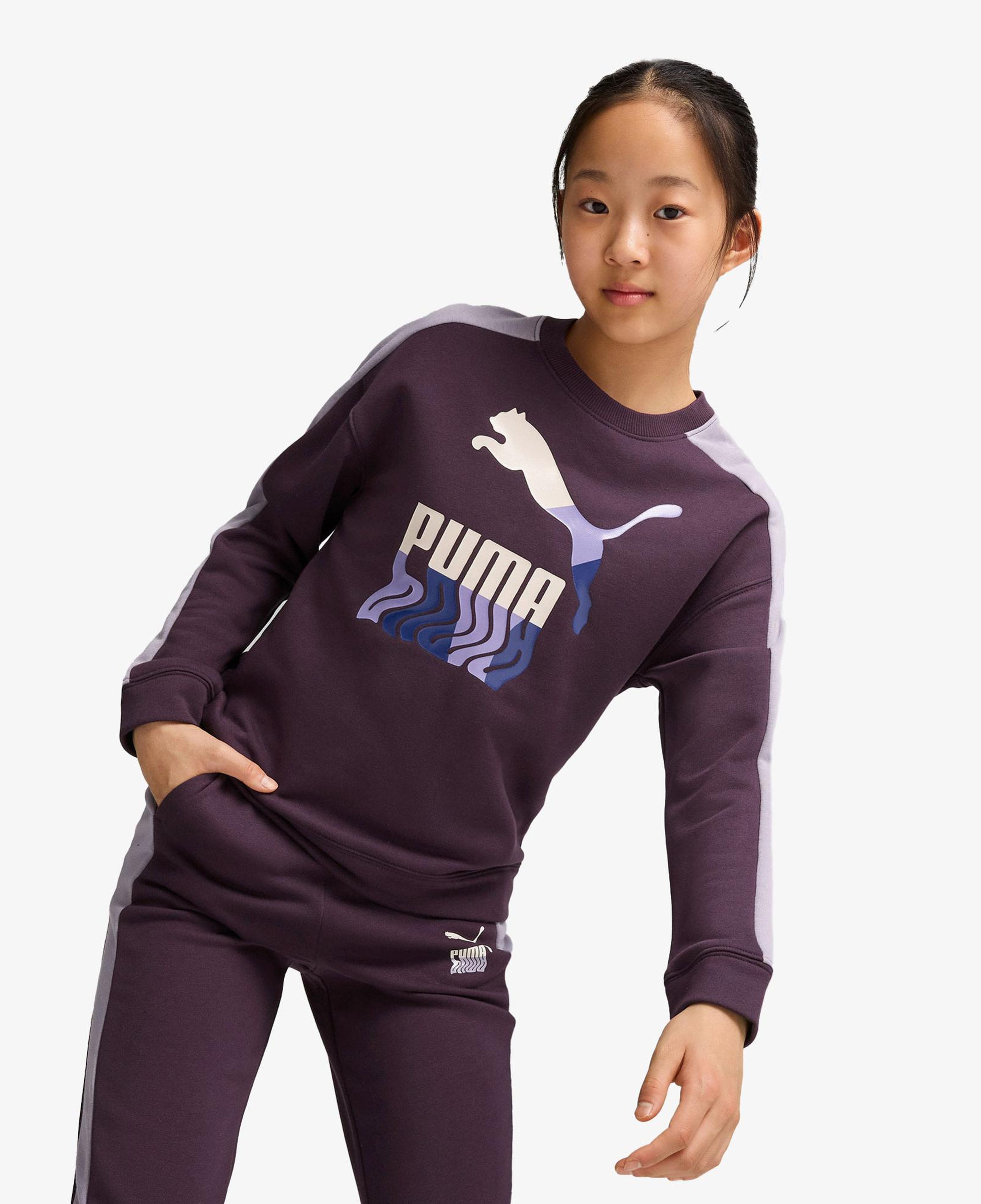 Puma T7 Crew Tr Çocuk Mor Sweatshirt