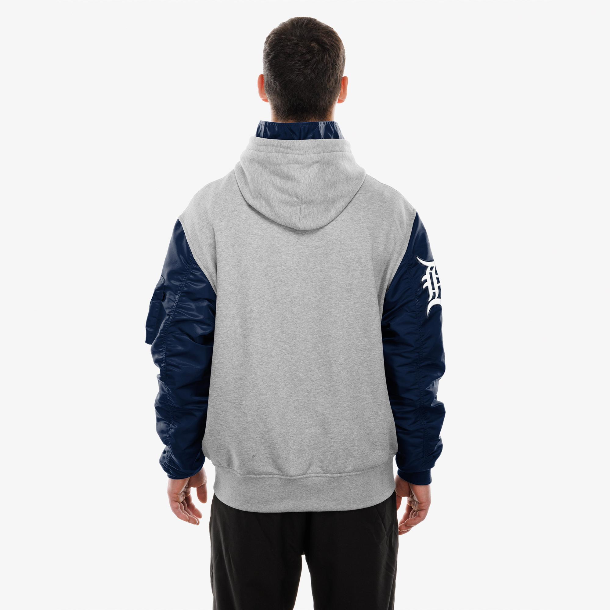Alpha Industries x New Era Detroit Tigers MA-1 Fermuarlı Erkek Gri Sweatshirt
