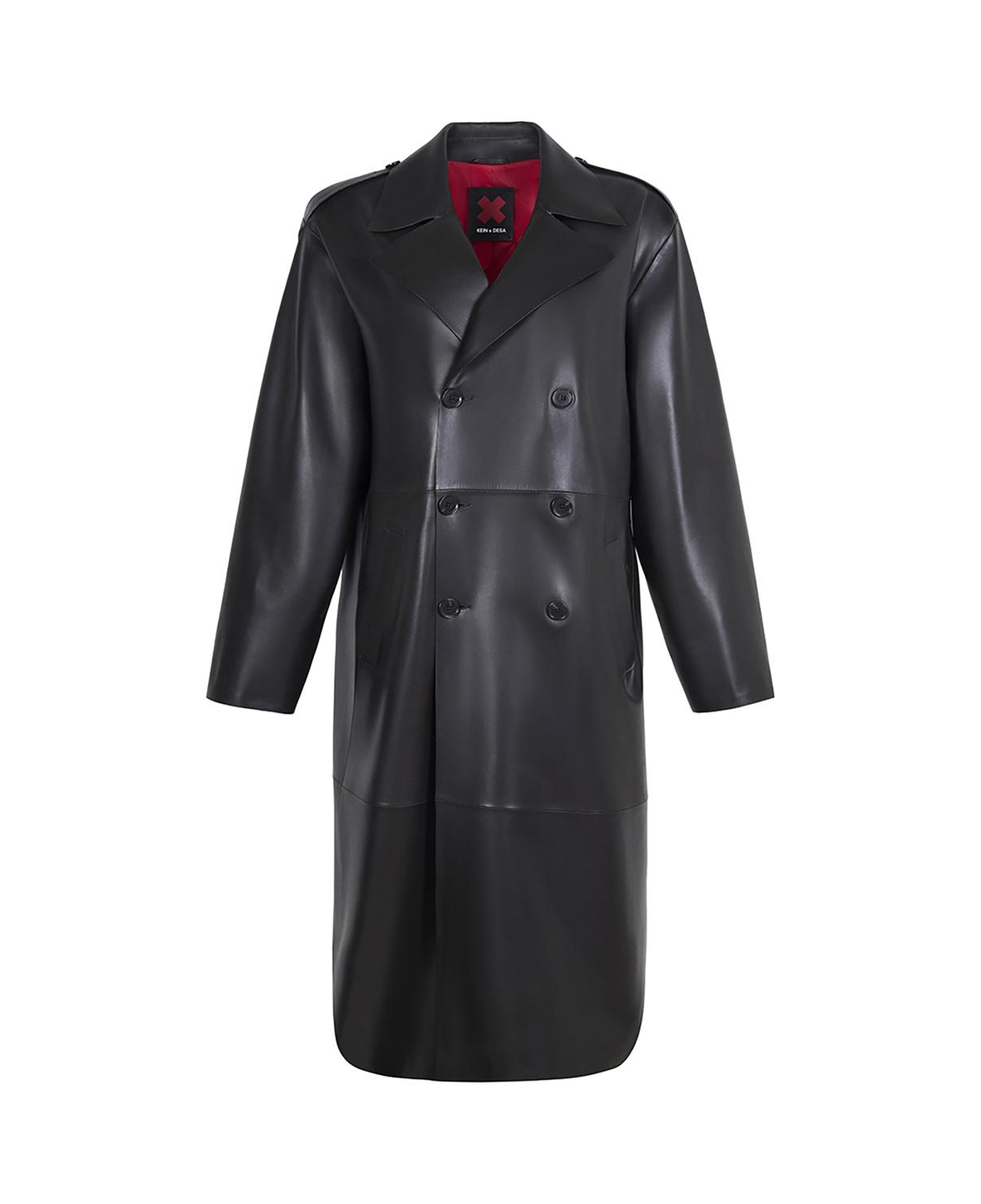 KeinxDesa Siyah Unisex Deri Trençkot