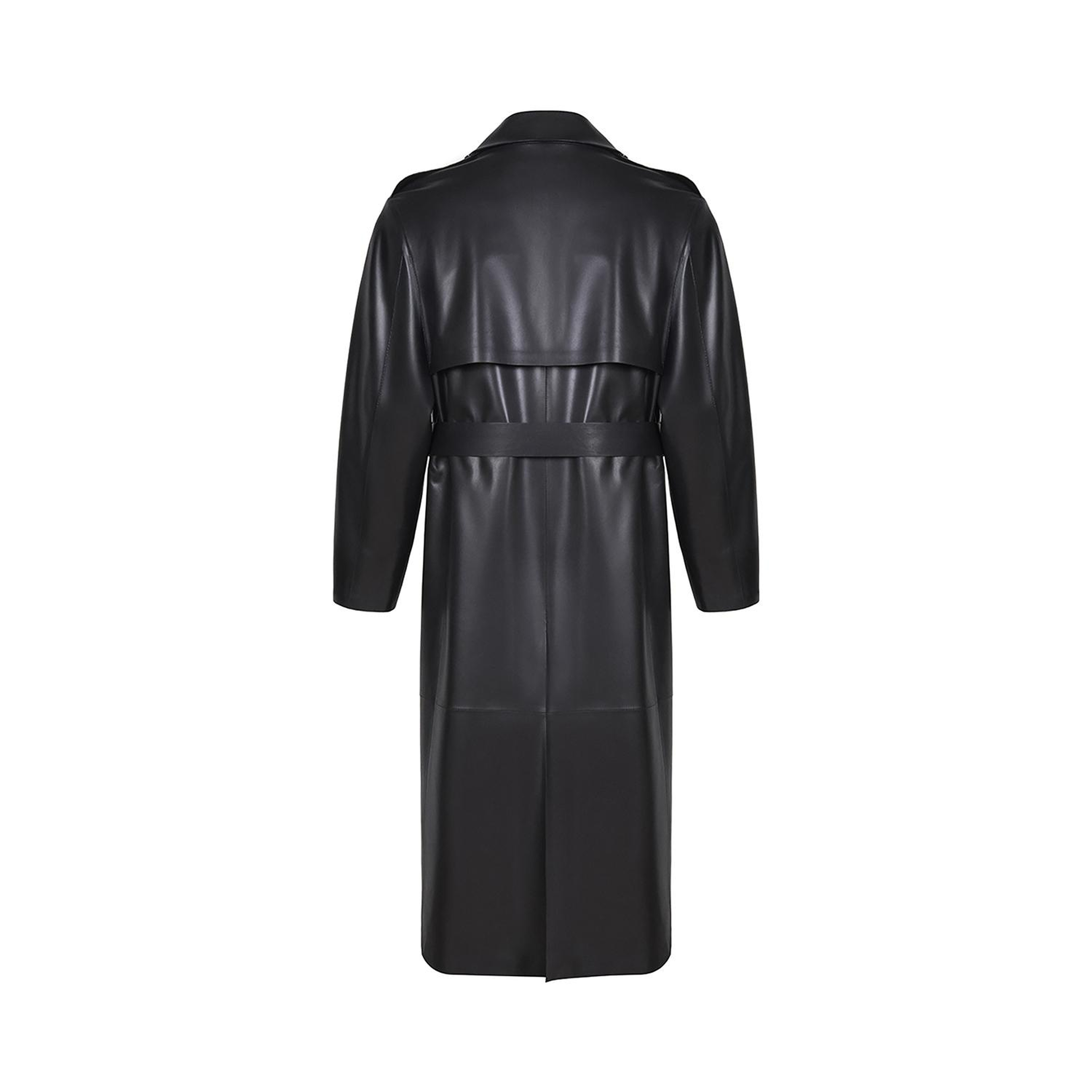 KeinxDesa Siyah Unisex Deri Trençkot