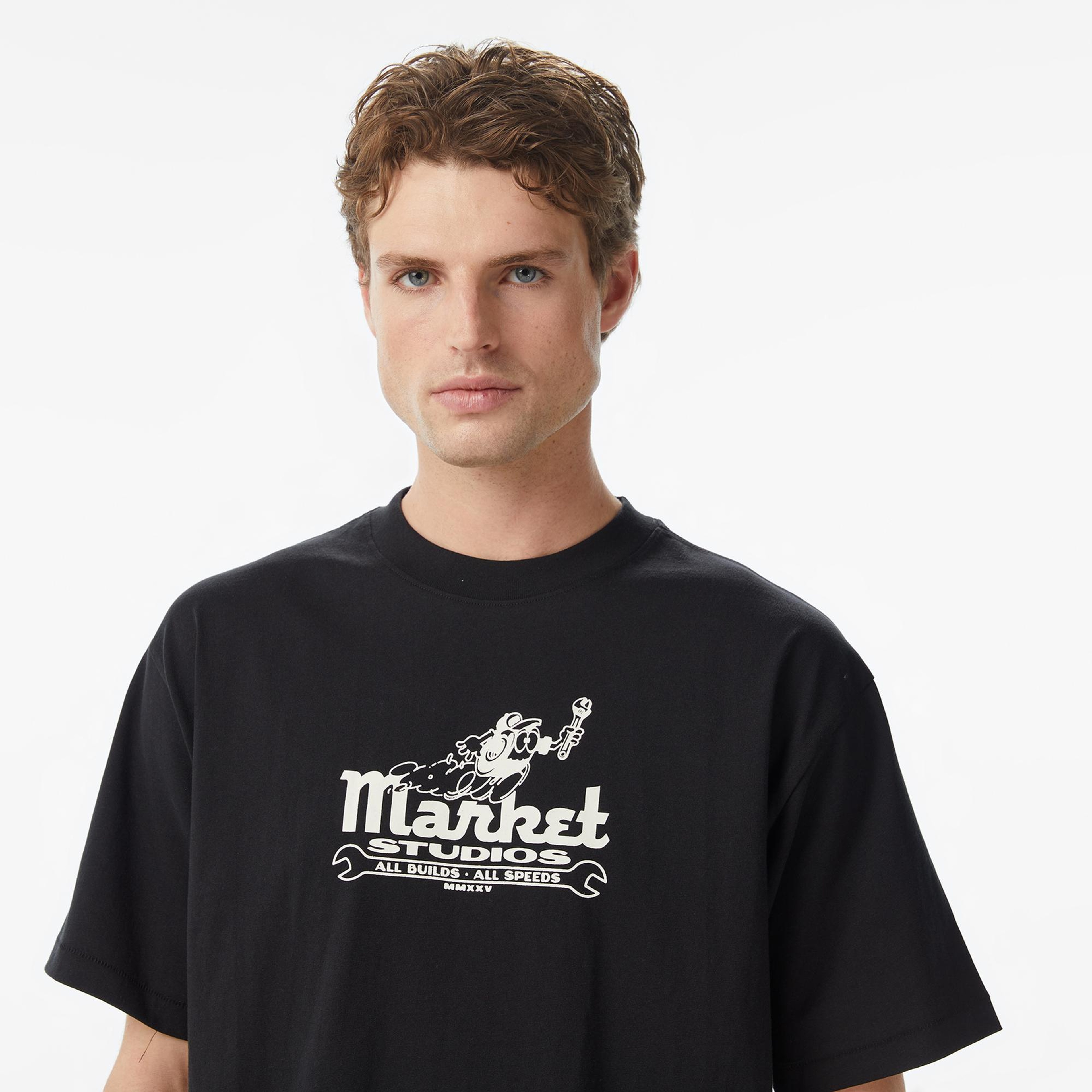 Market Speed And Quality Erkek Siyah T-Shirt