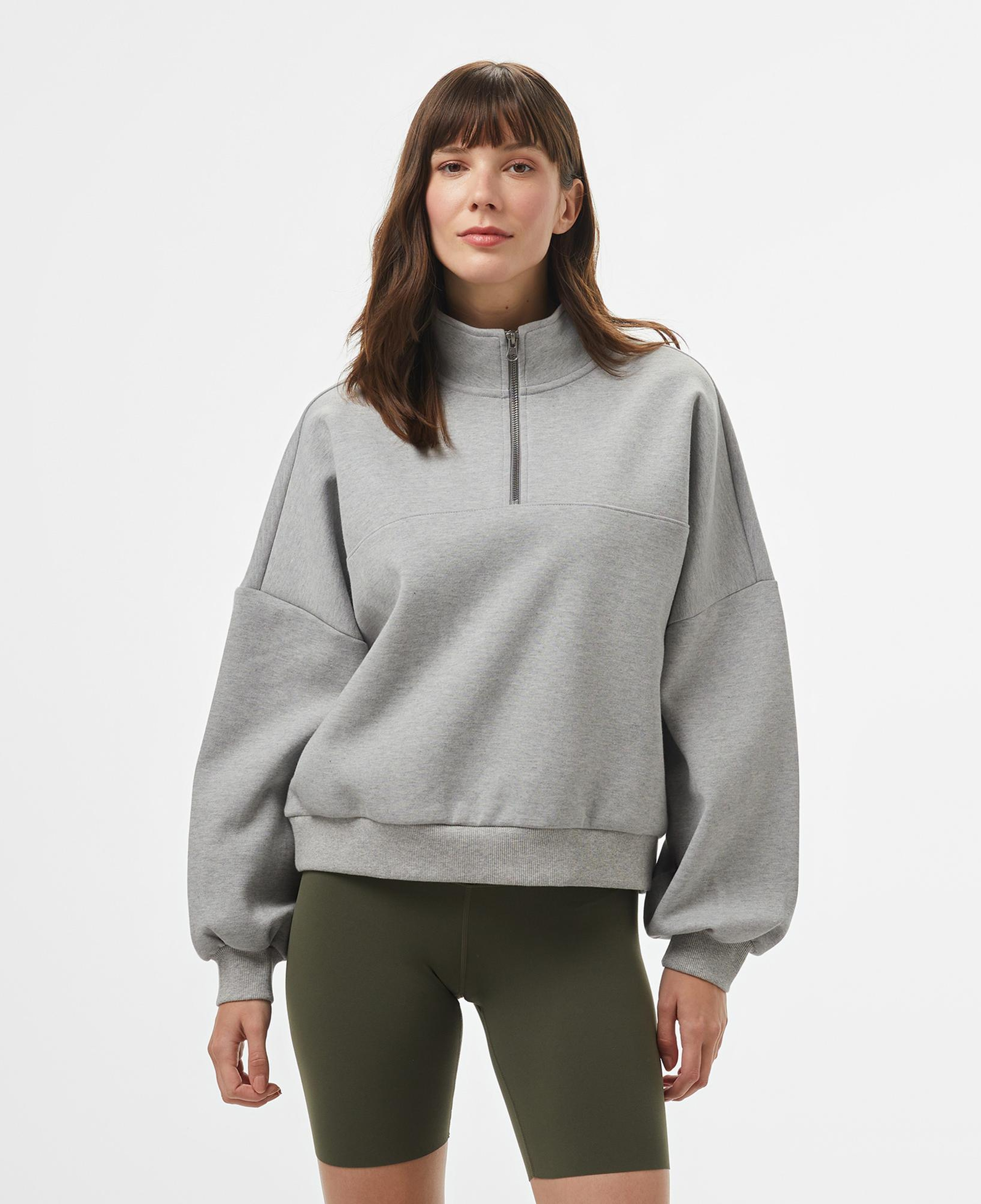 Vans Loose Mock Neck Kadın Gri Sweatshirt