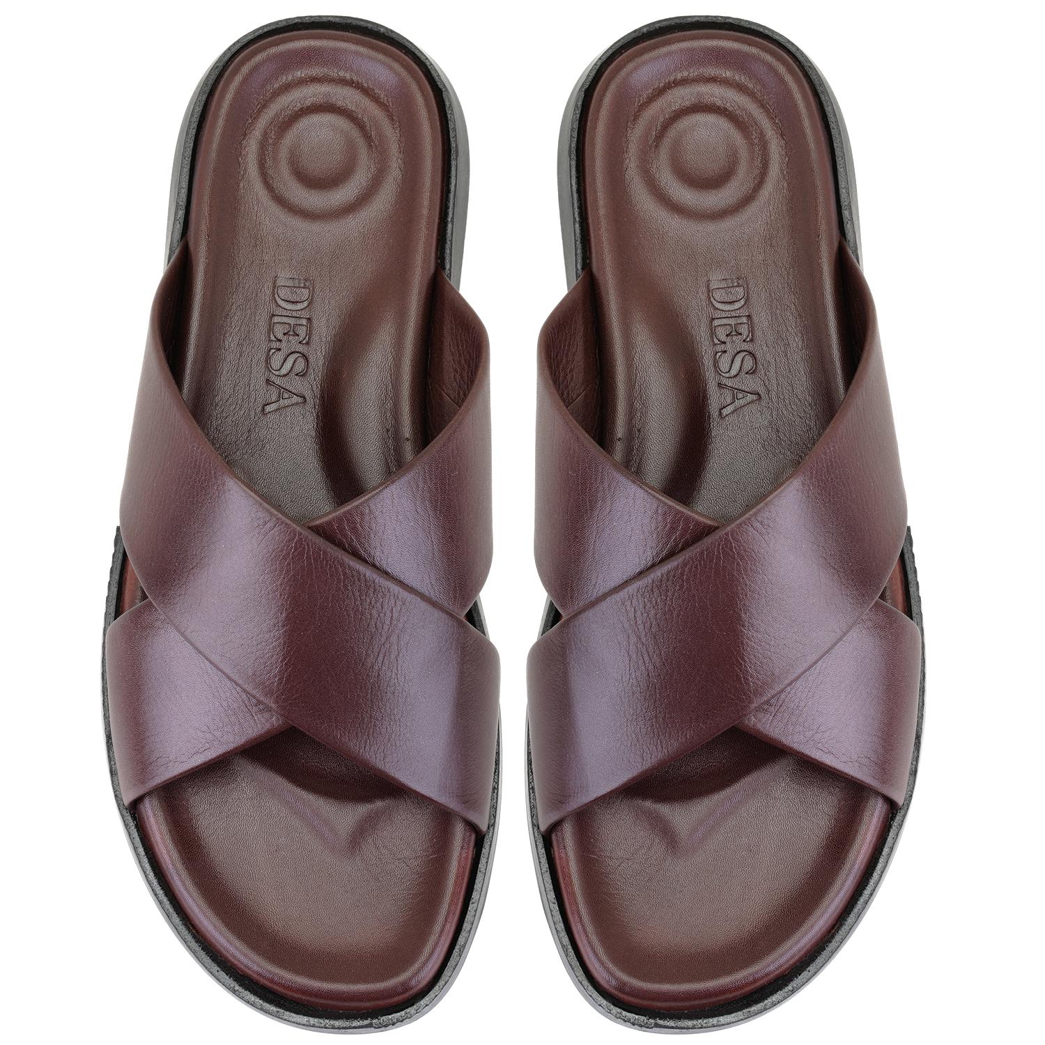 Emely Kahve Erkek Deri Terlik