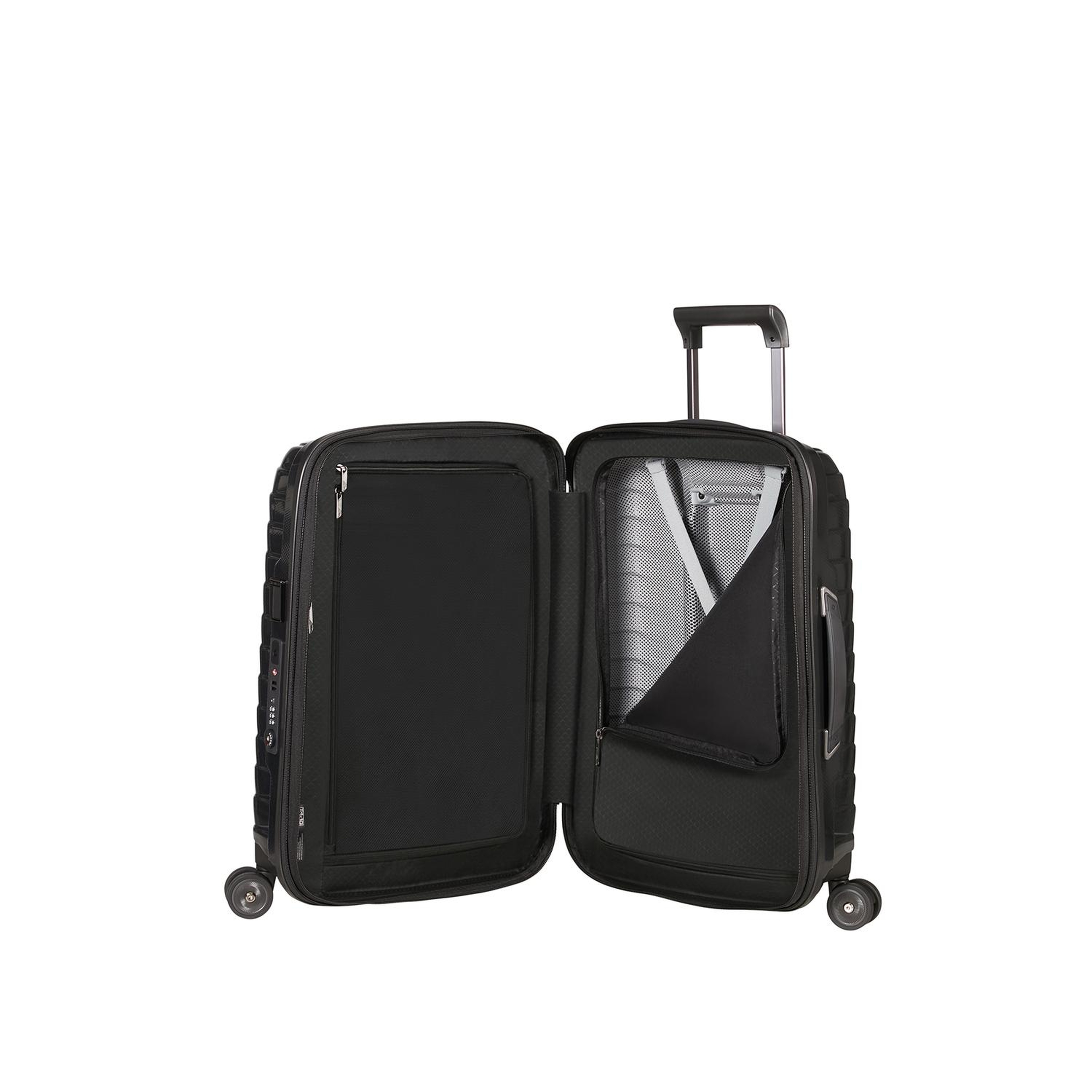 Samsonite Siyah Proxis - Spinner 4 Tekerlekli Körüklü Kabin Boy Valiz 55cm