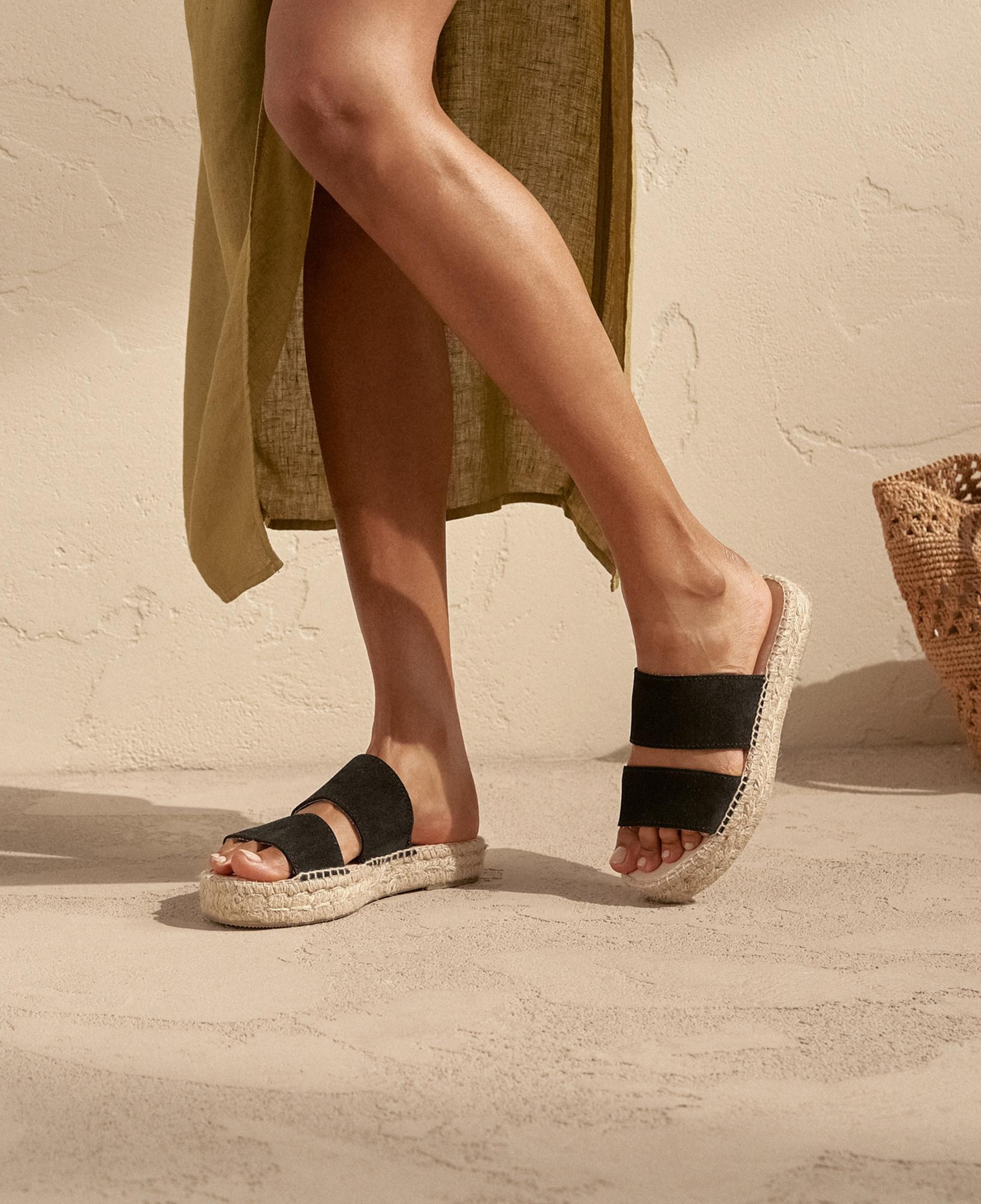 Manebi Double Sole Çift Bantlı Kadın Siyah Terlik