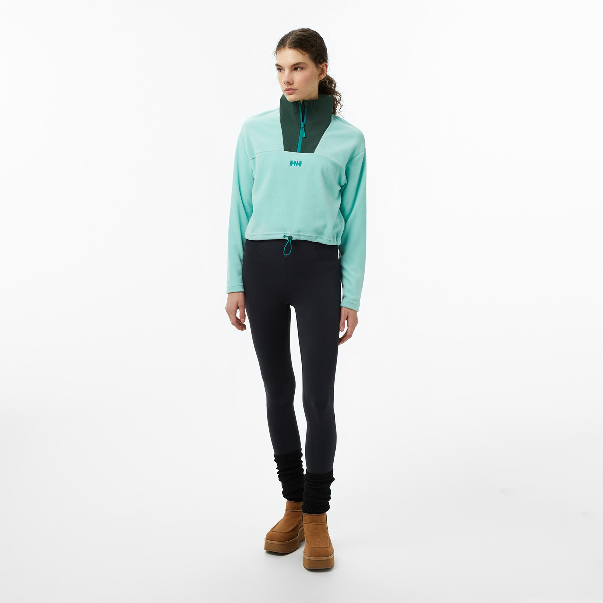 Helly Hansen W Daybreaker Cropped Polar Kadın Yeşil Sweatshirt