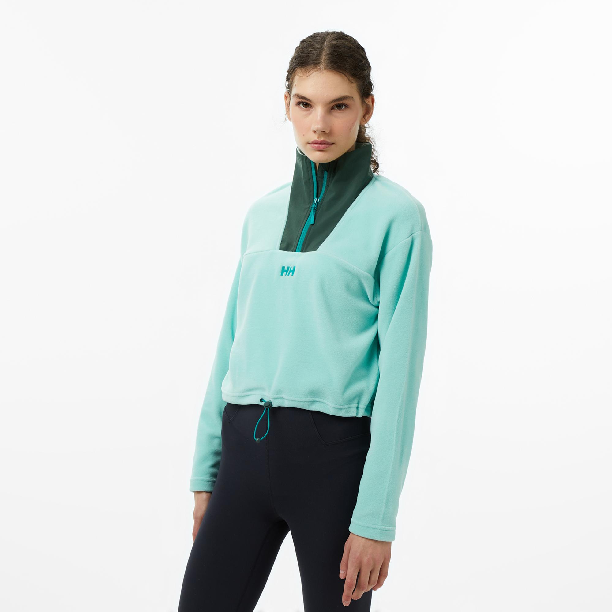 Helly Hansen W Daybreaker Cropped Polar Kadın Yeşil Sweatshirt