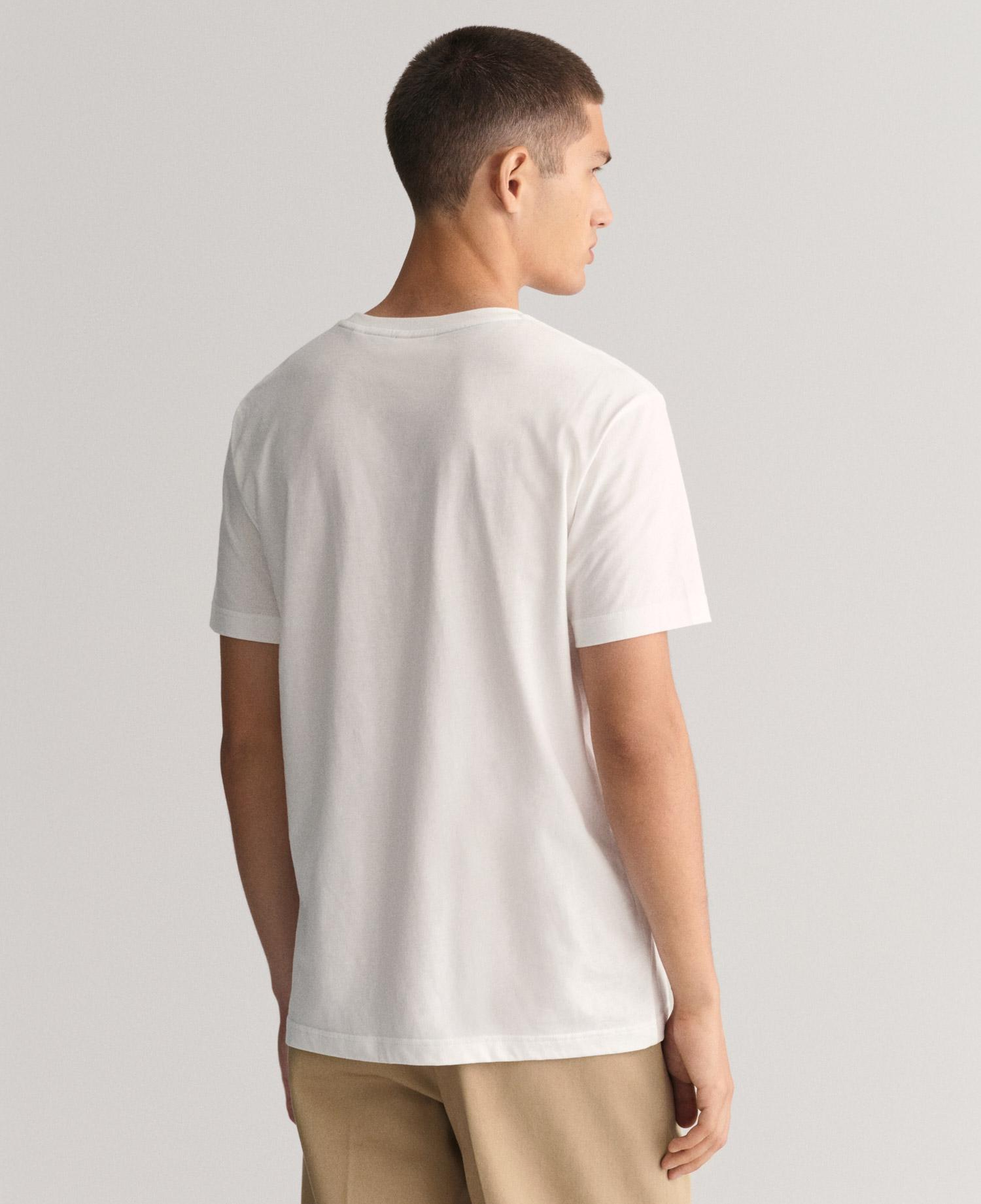 GANT Erkek Beyaz Regular Fit Bisiklet Yaka Logolu T-shirt