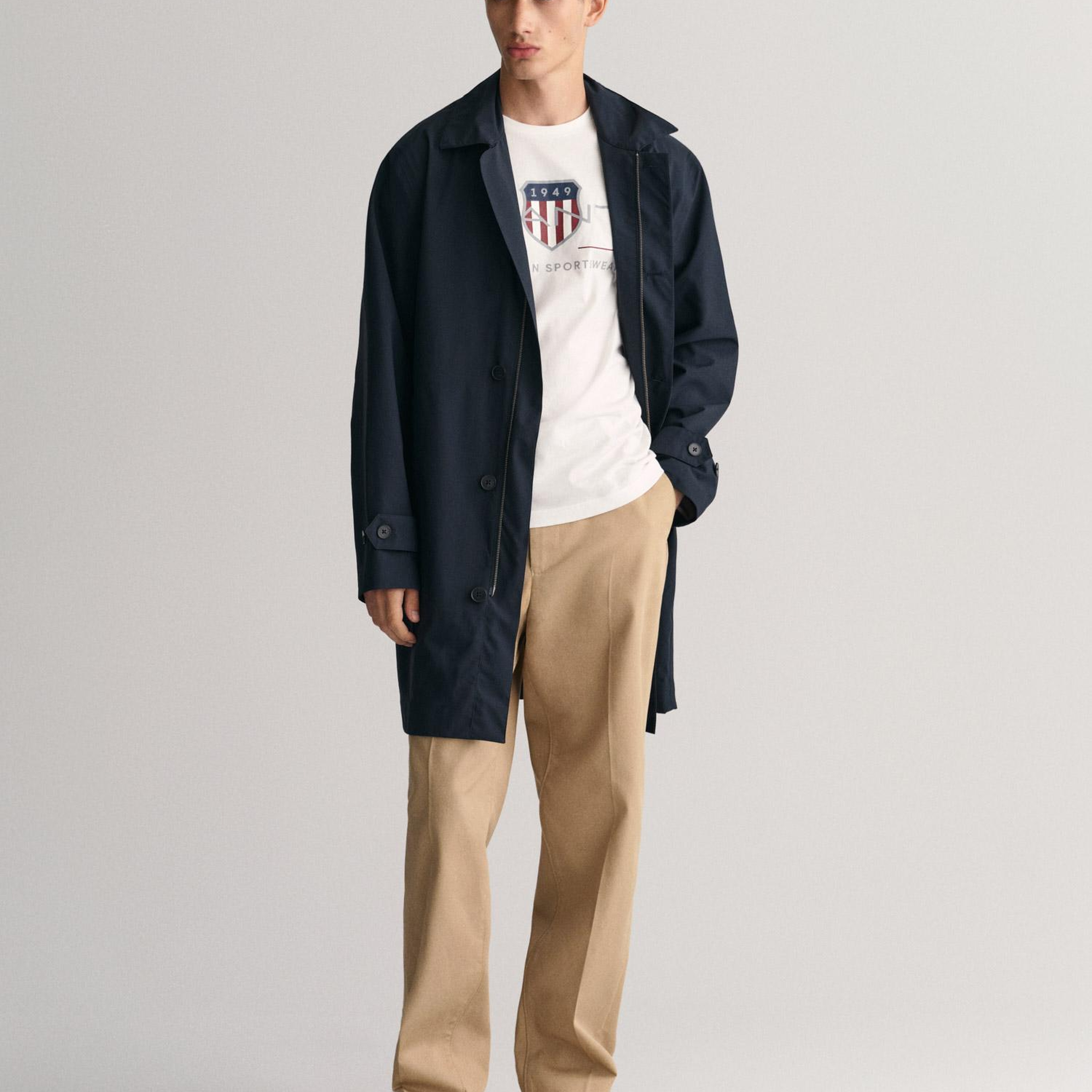 GANT Erkek Beyaz Regular Fit Bisiklet Yaka Logolu T-shirt