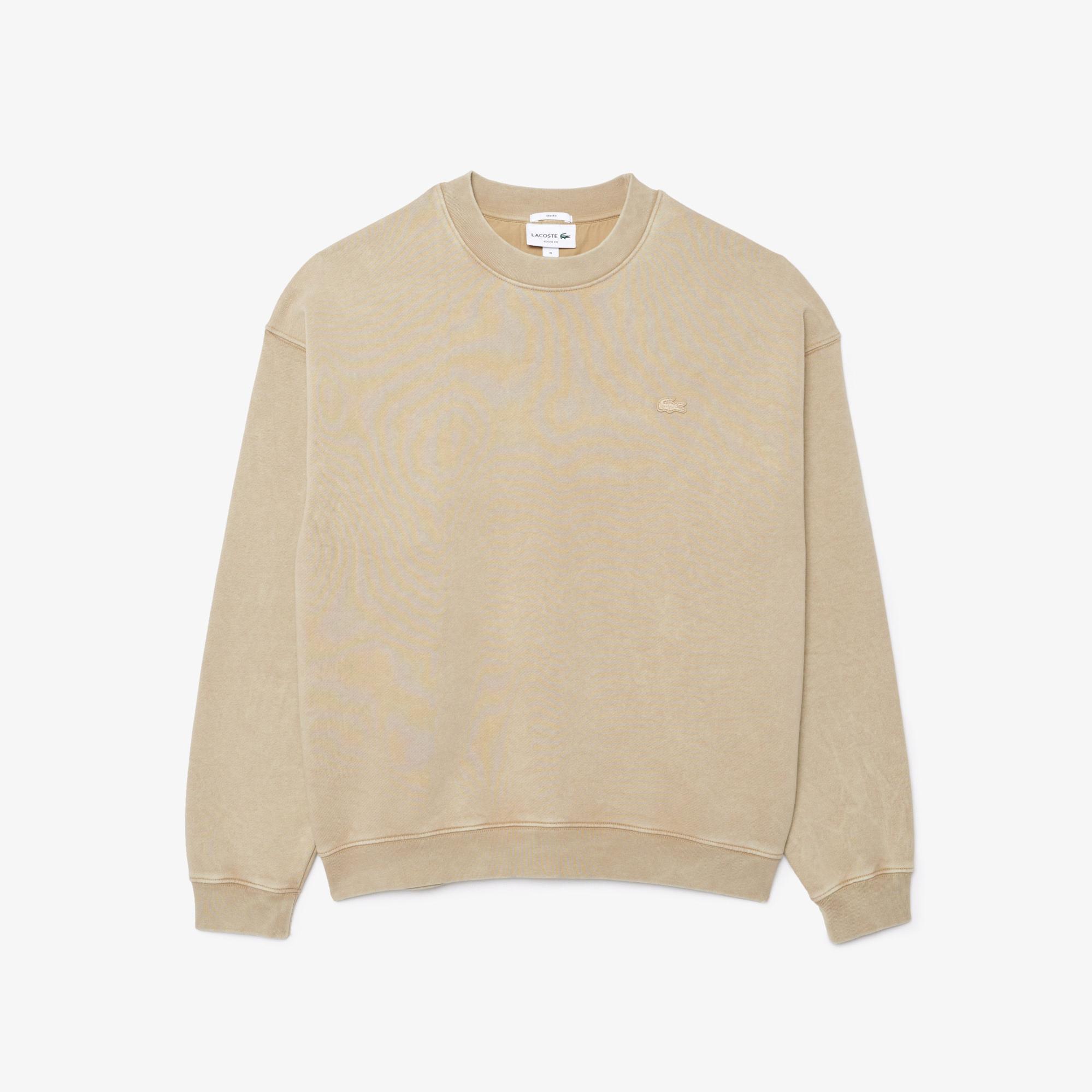 Lacoste Unisex Loose Fit Bisiklet Yaka Bej Sweatshirt