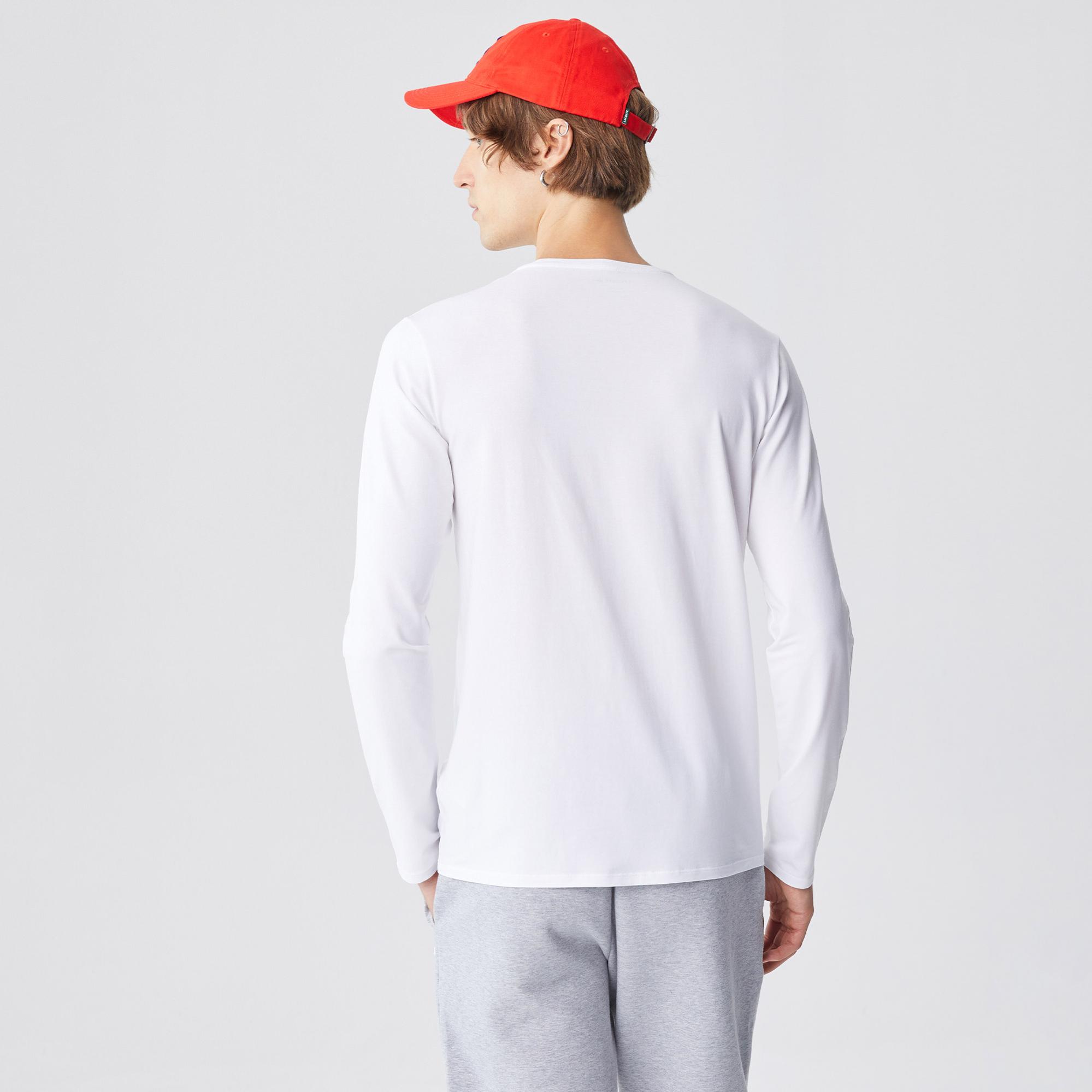 Lacoste Erkek Regular Fit Uzun Kollu Bisiklet Yaka Beyaz T-Shirt