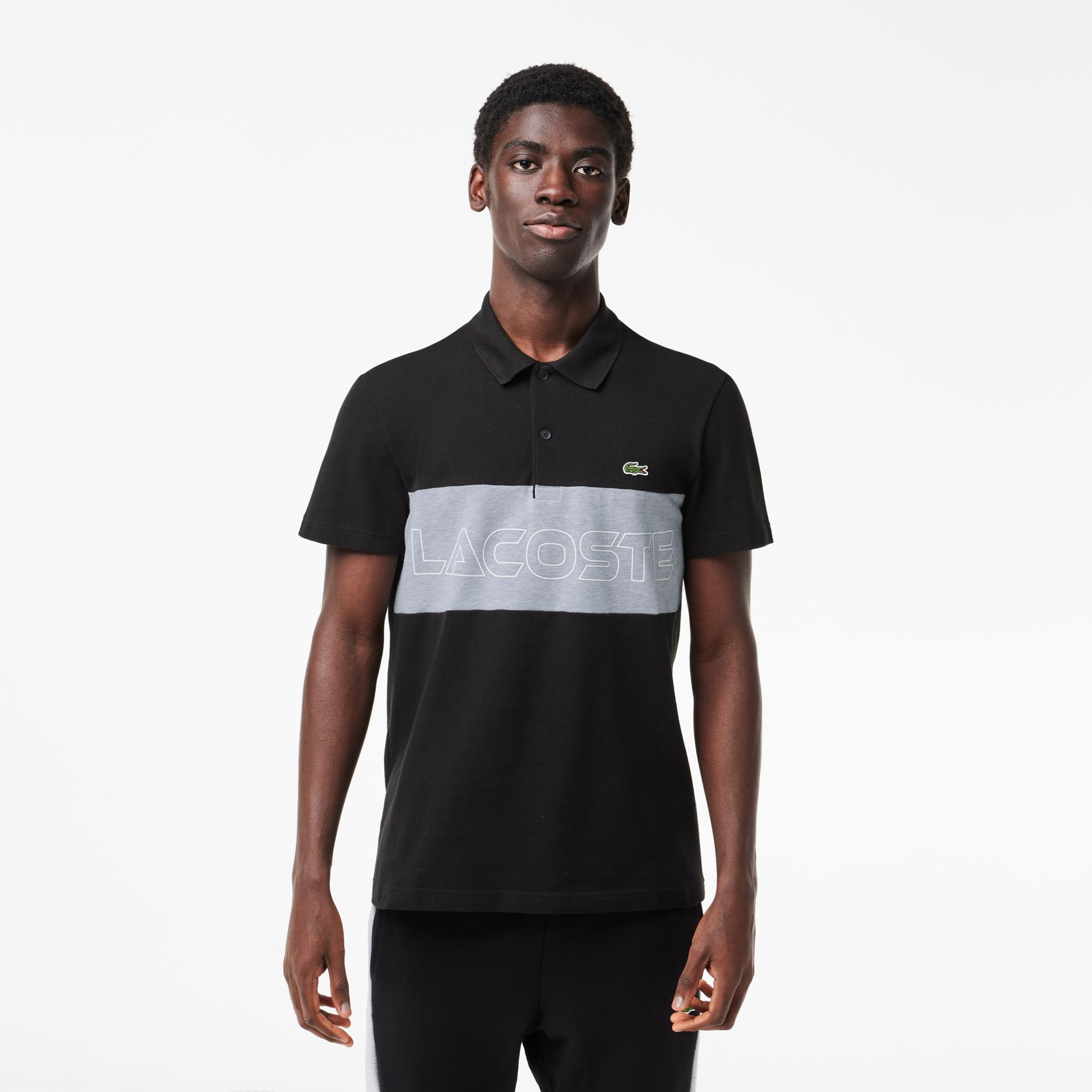 Lacoste Erkek Regular Fit Renk Bloklu Siyah Polo