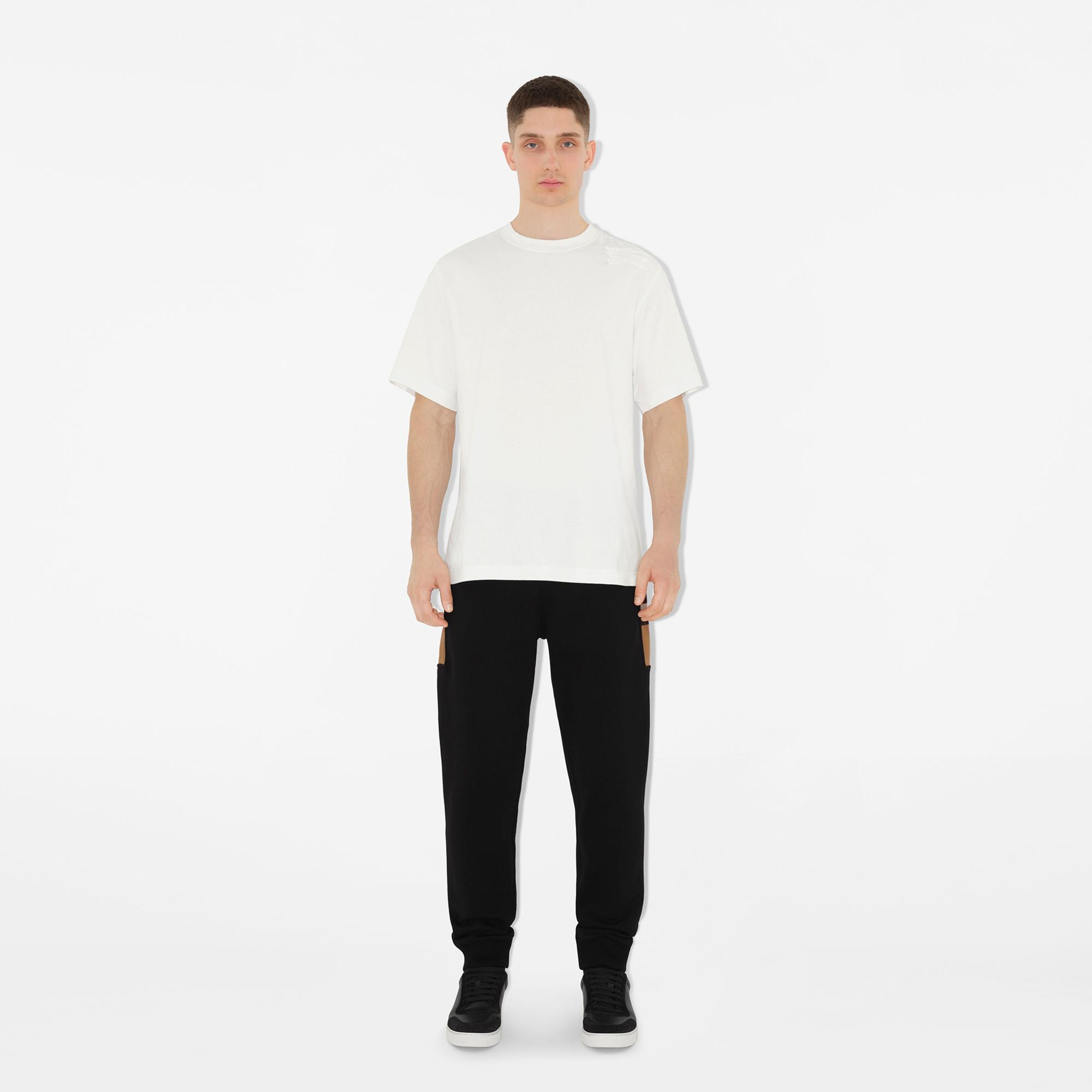 Burberry Check Panel Pamuk Karışımlı Erkek Siyah Pantolon