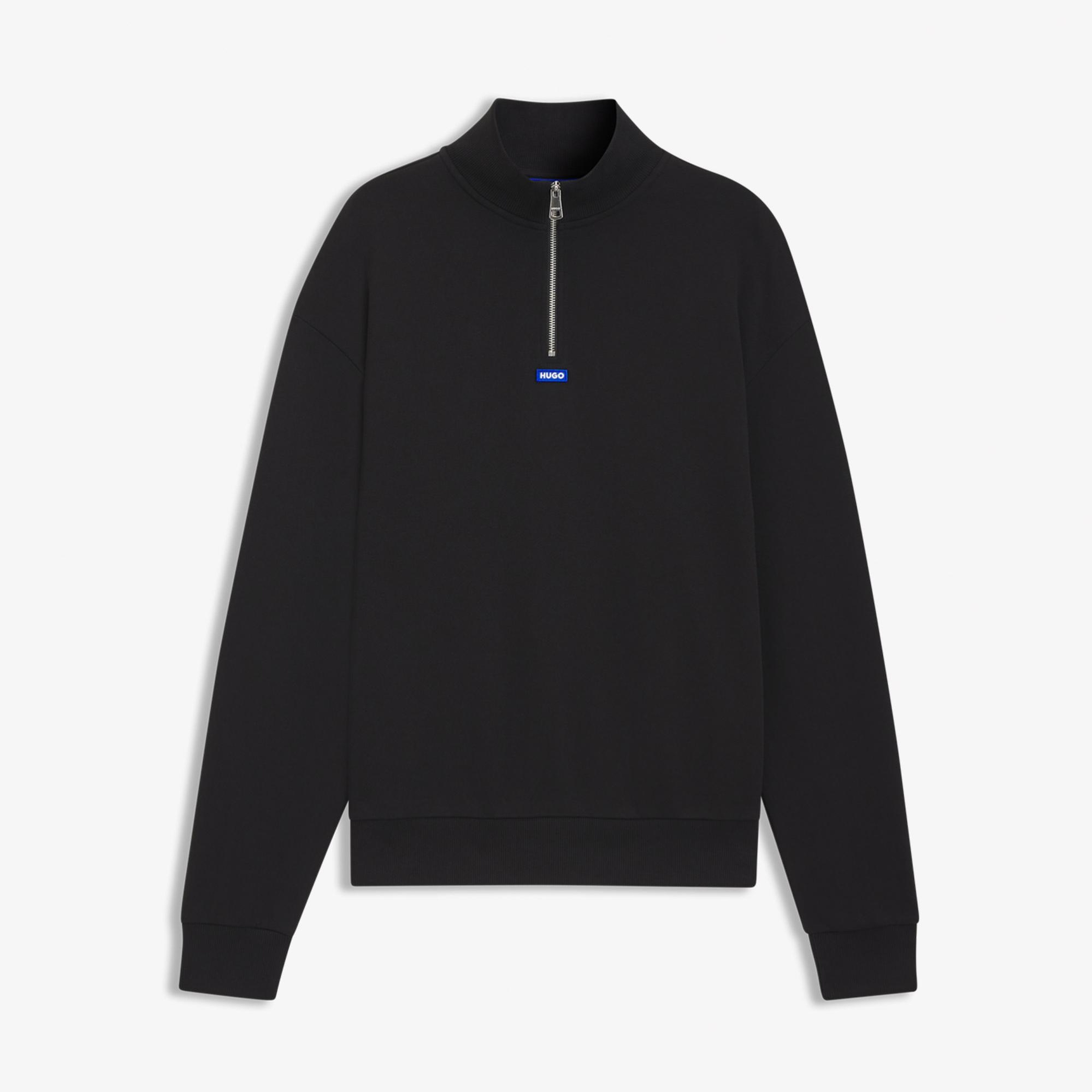 Hugo Neeler Half Zip Erkek Siyah Sweatshirt