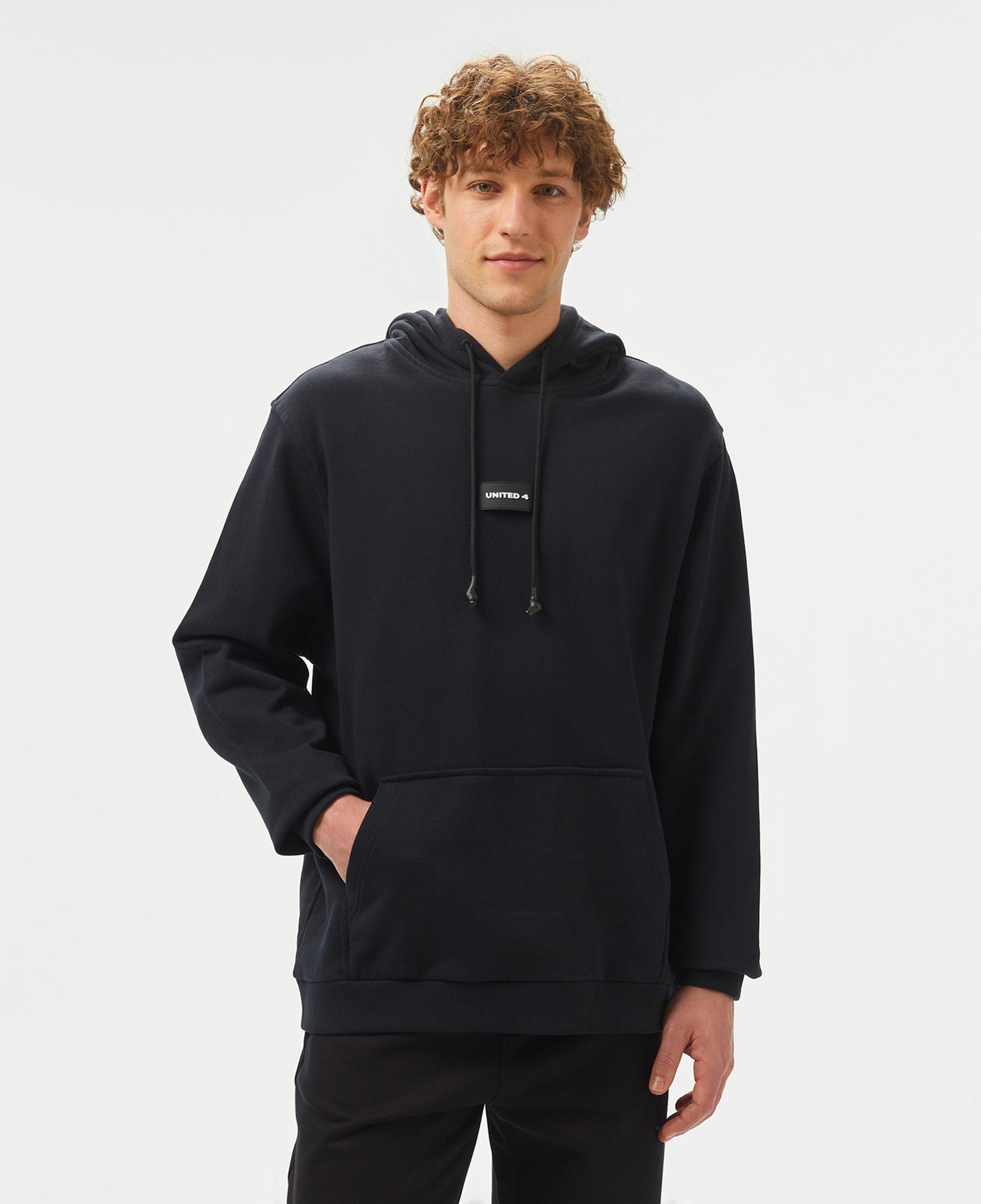 UNITED4 Classic Erkek Siyah Hoodie