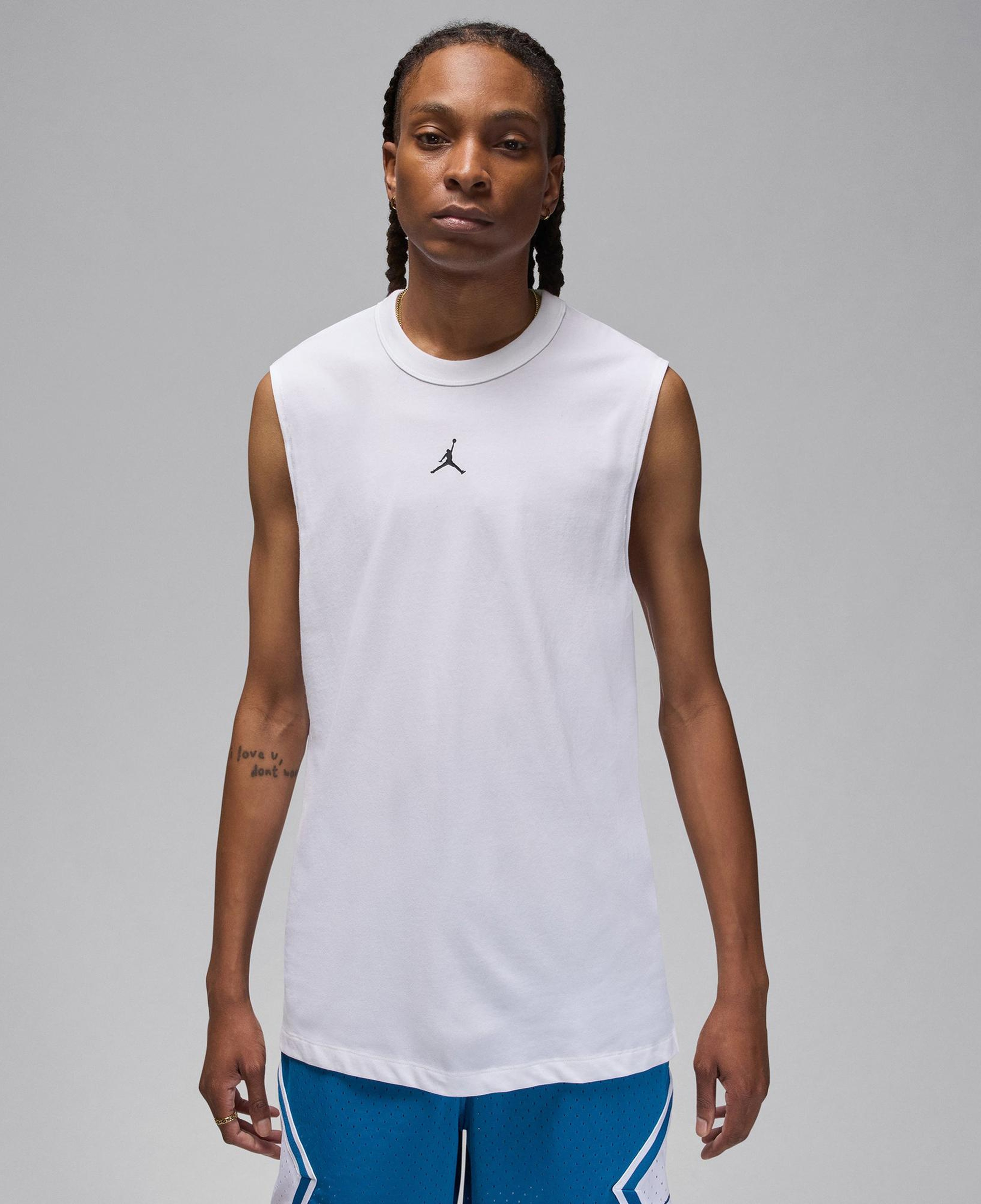 Jordan Dri-Fit Sport Erkek Beyaz Kolsuz T-Shirt