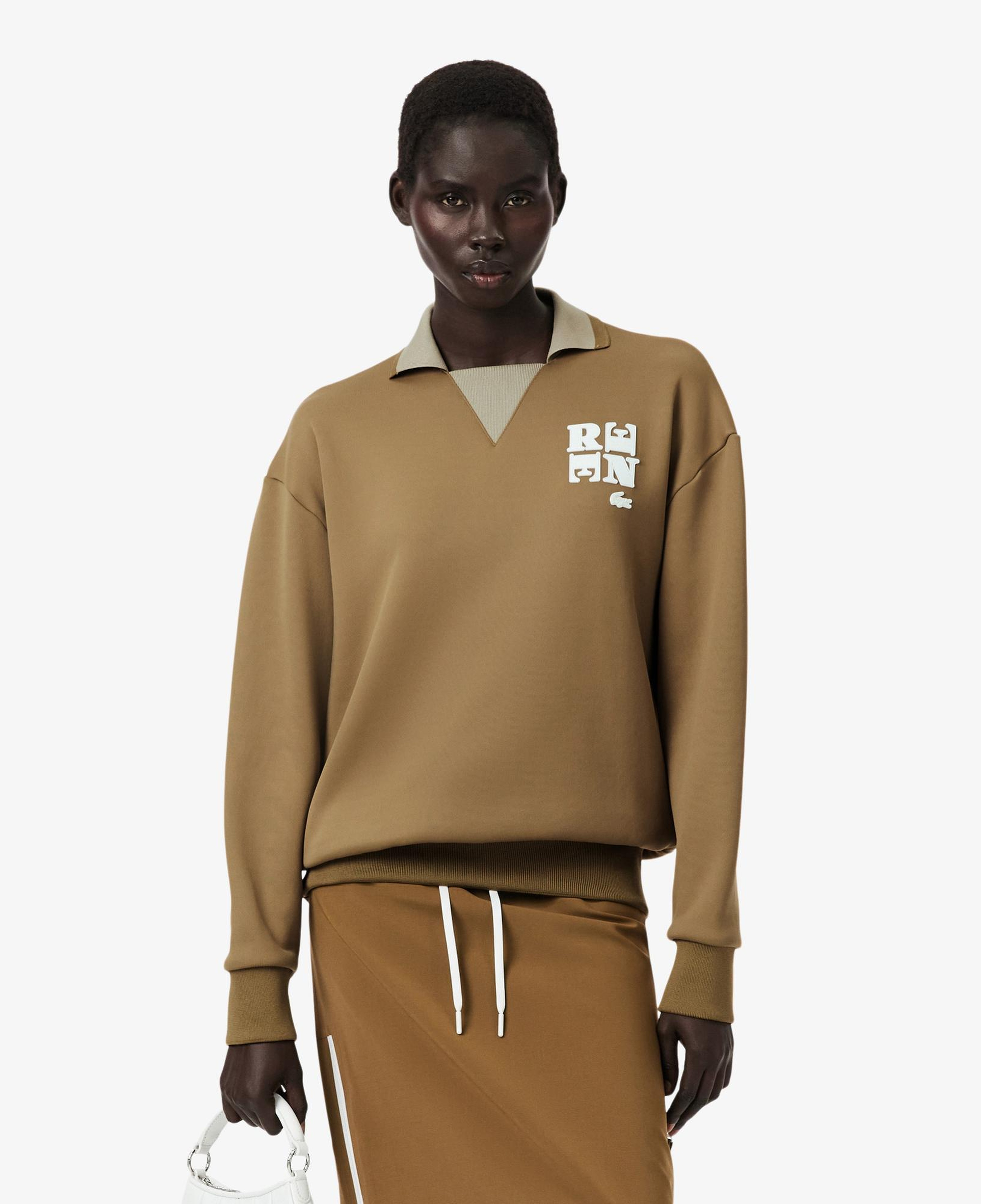 Lacoste Runway Kadın Polo Yaka Kahverengi Sweatshirt