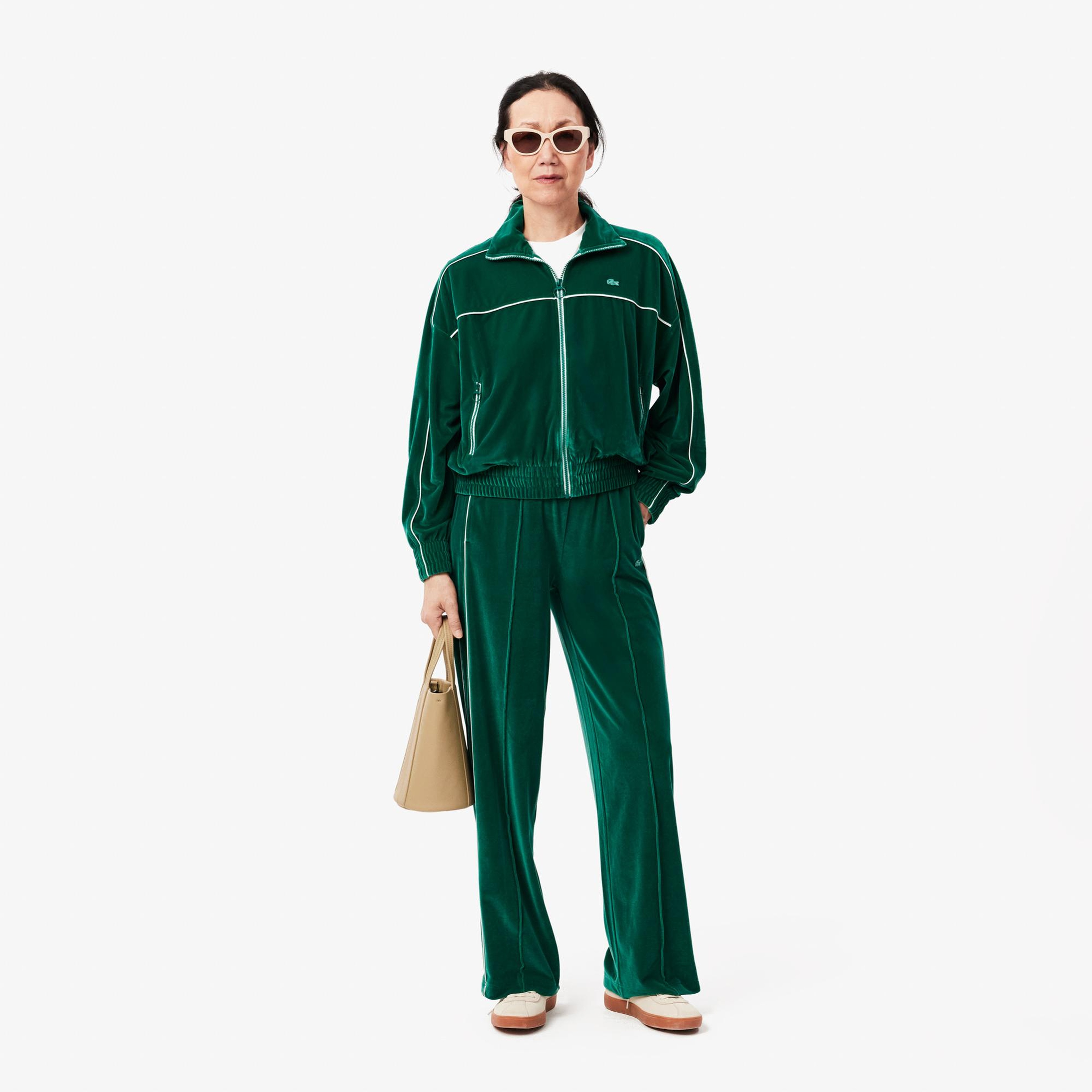 Lacoste Kadın Oversize Fit Bisiklet Yaka Koyu Yeşil Sweatshirt