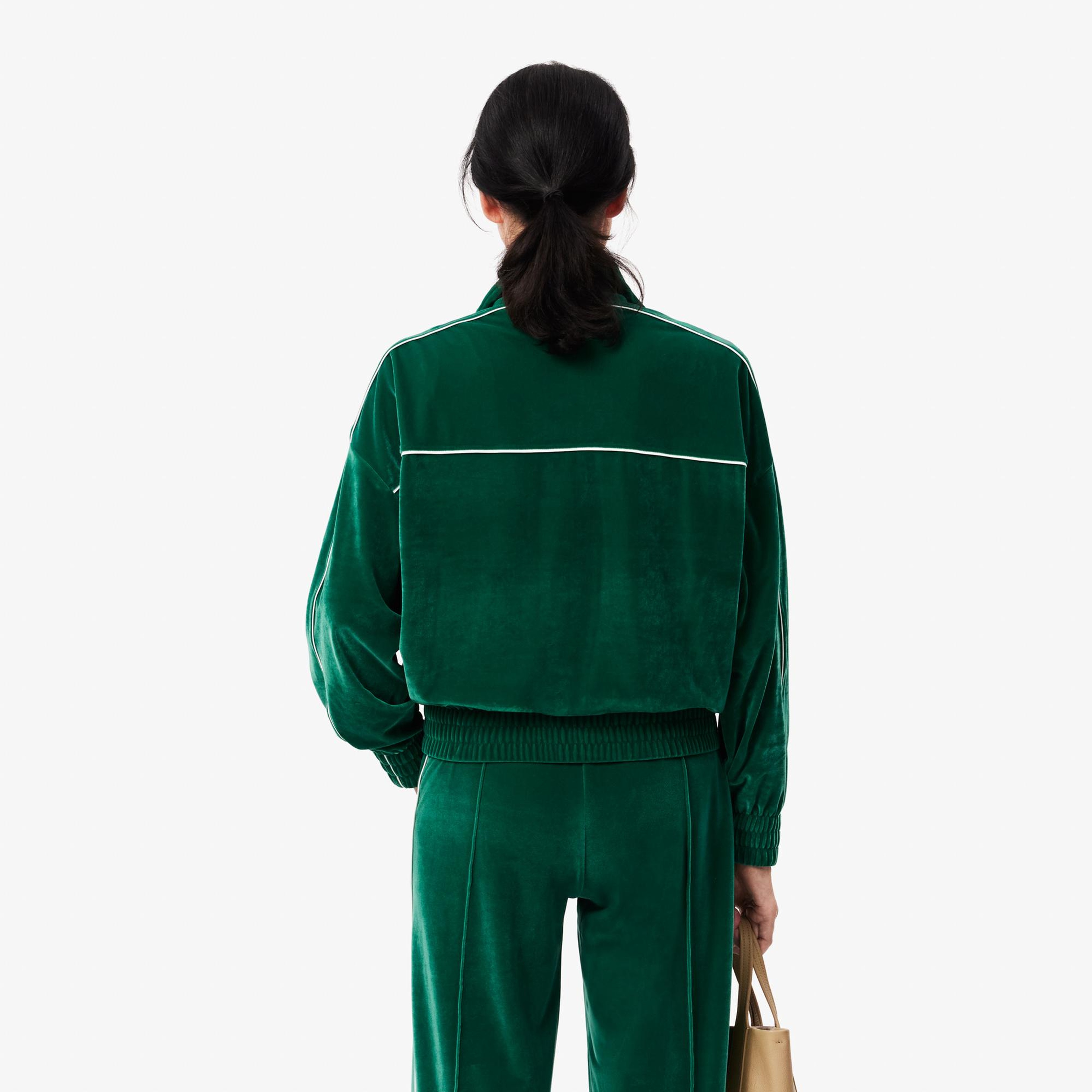 Lacoste Kadın Oversize Fit Bisiklet Yaka Koyu Yeşil Sweatshirt