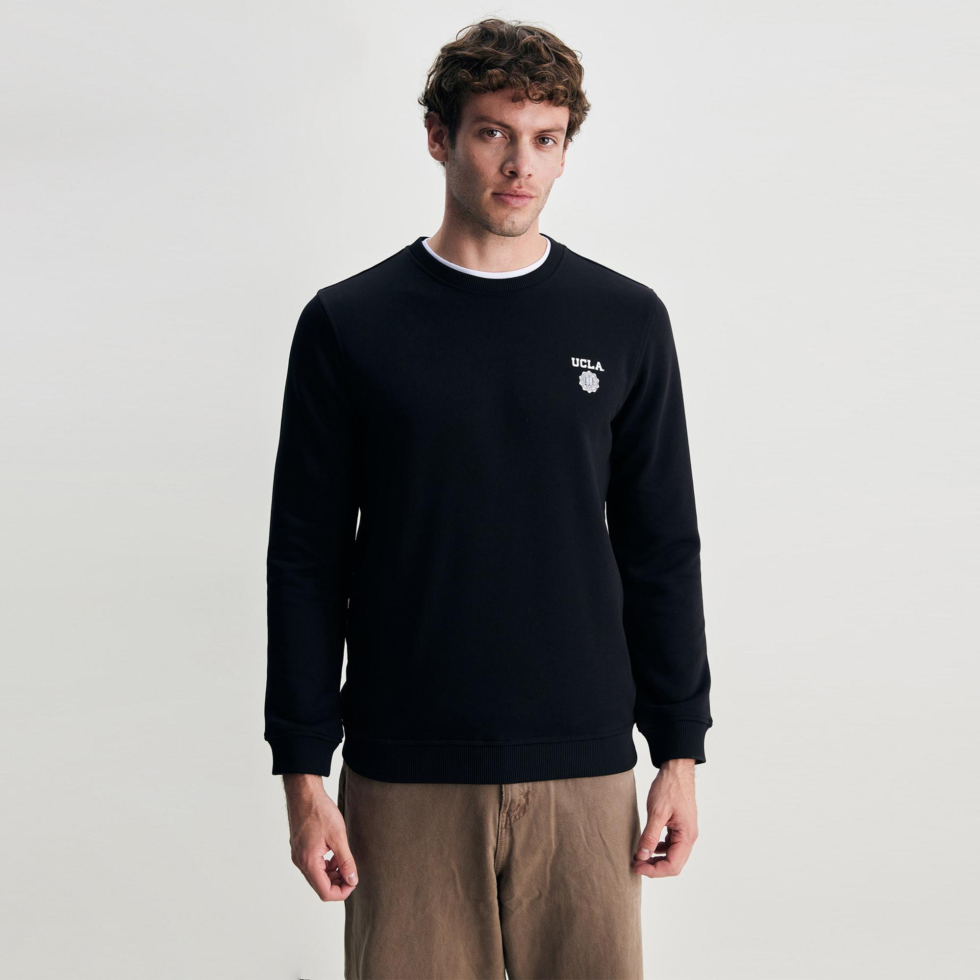 Ucla Valley Erkek Siyah Bisiklet Yaka Sweatshirt