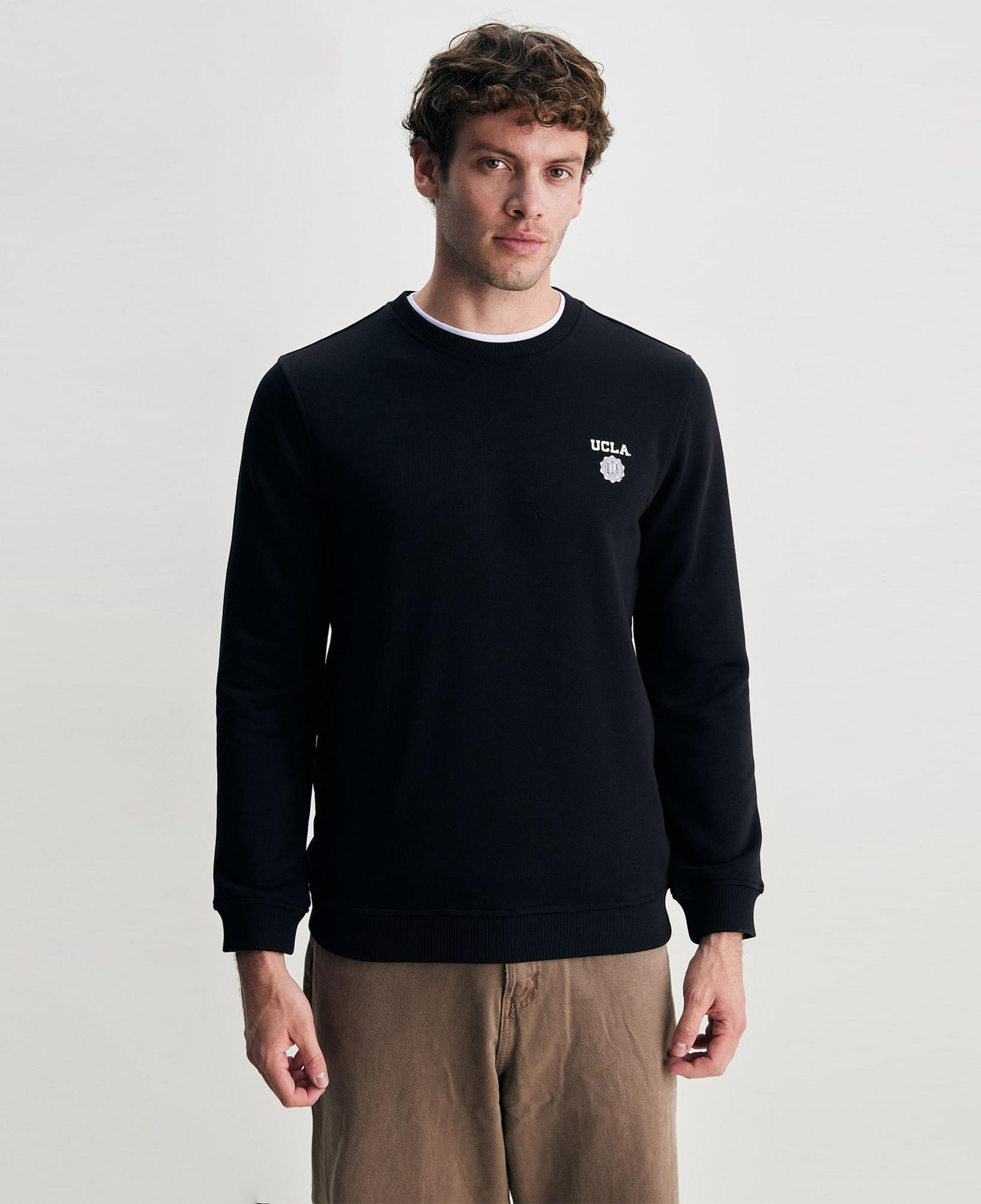 Ucla Valley Erkek Siyah Bisiklet Yaka Sweatshirt