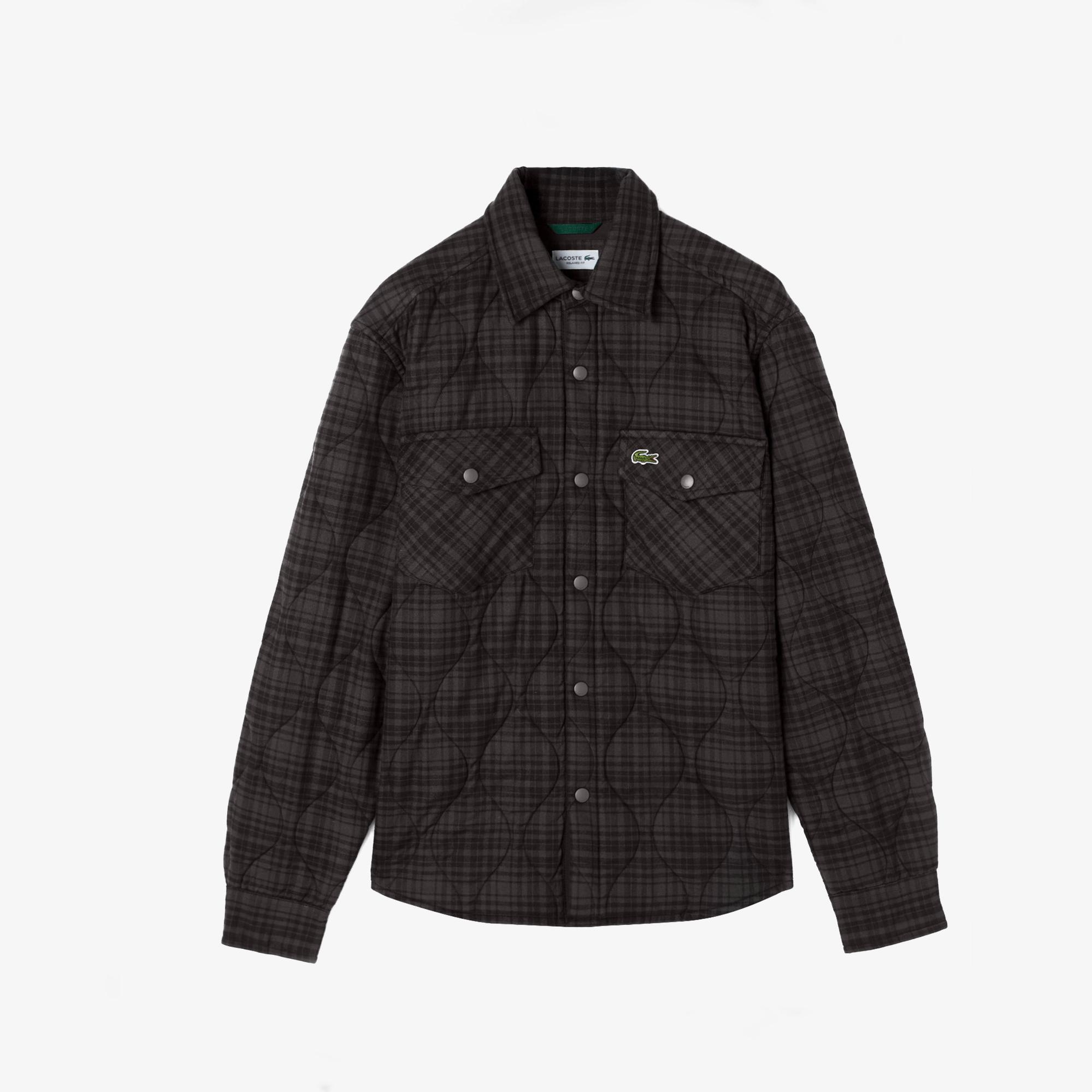 Lacoste Erkek Relaxed Fit Kareli Siyah Gömlek