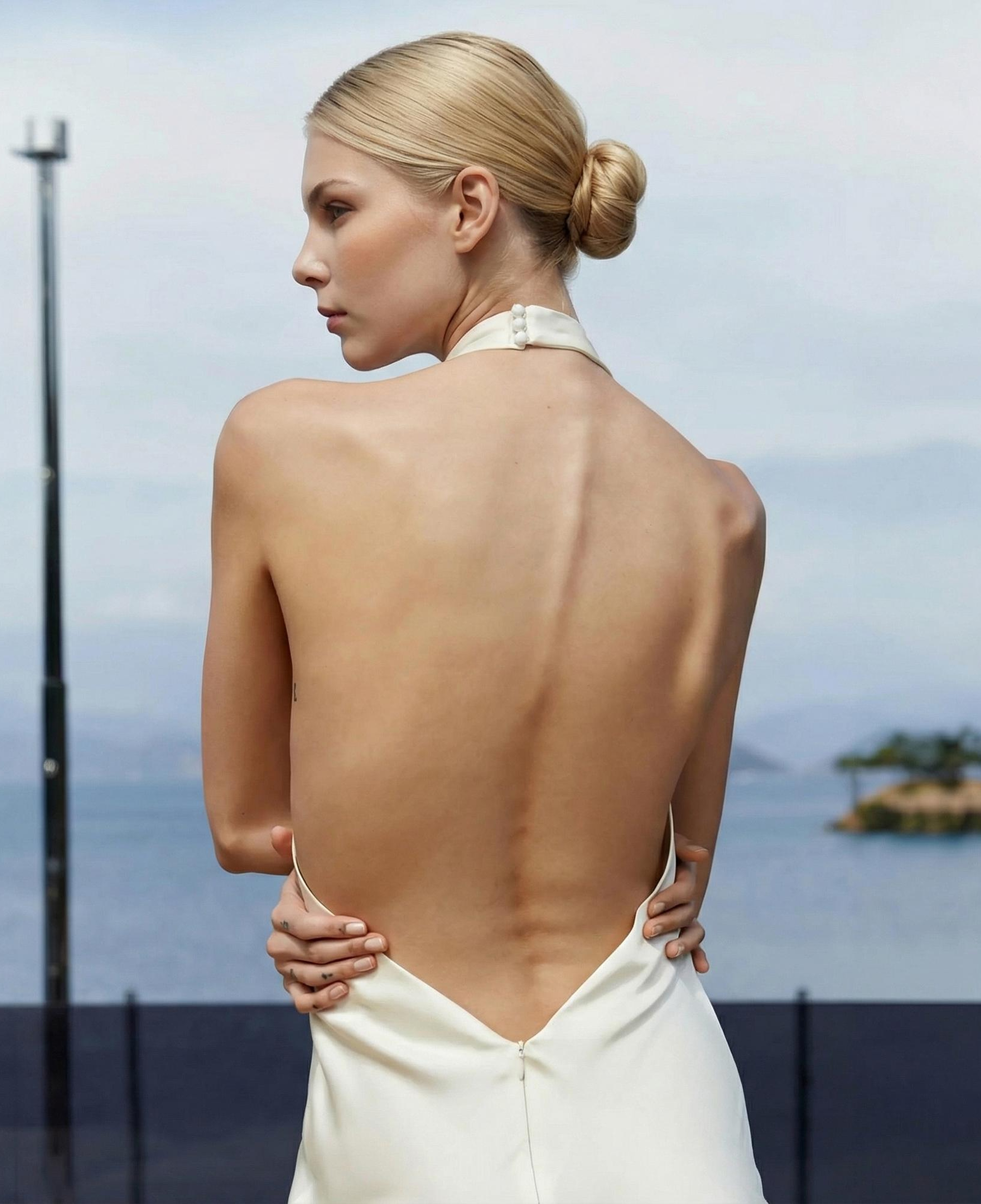 Fabby Mia Kadın Krem Rengi Elbise