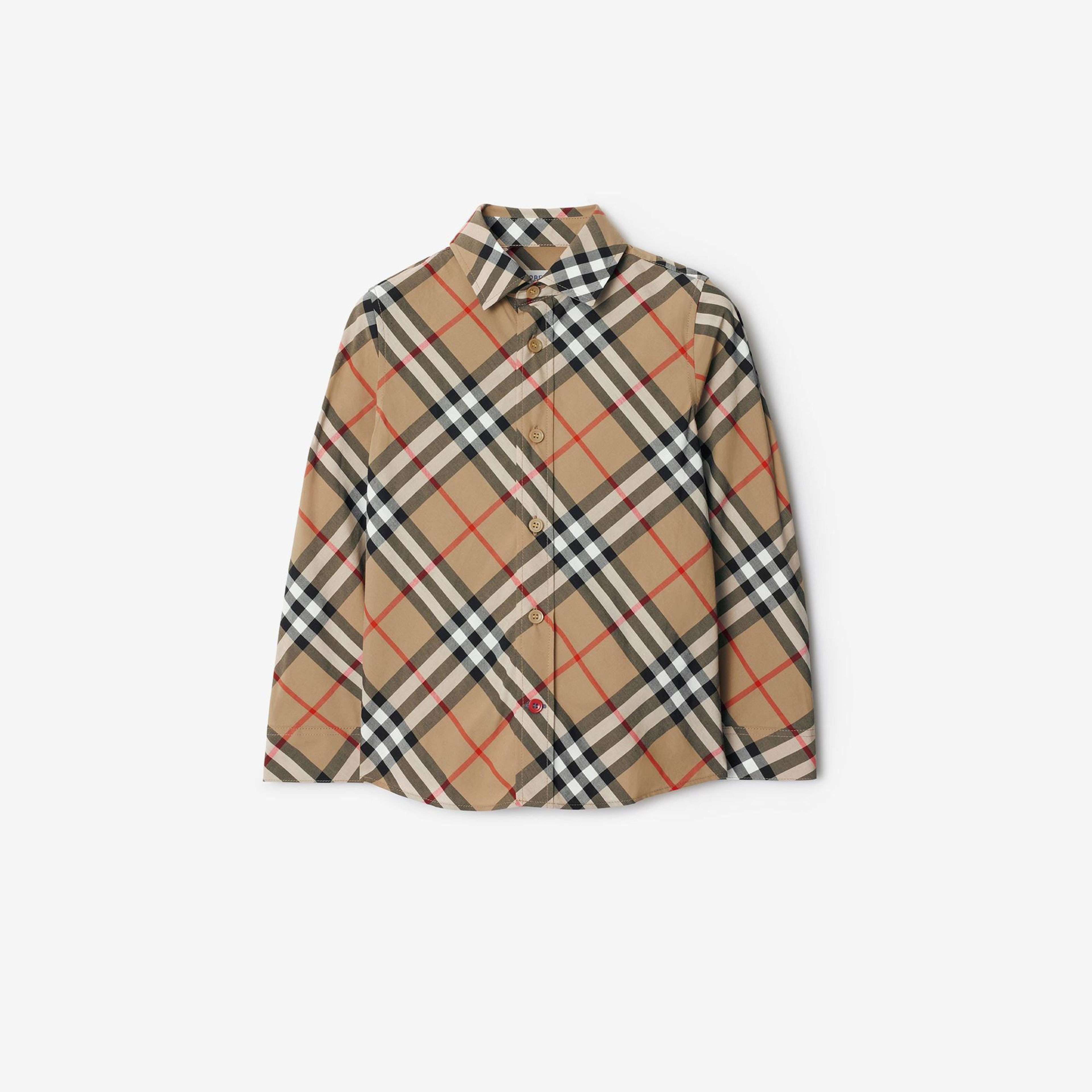 Burberry Check Pamuklu Çocuk Bej Gömlek