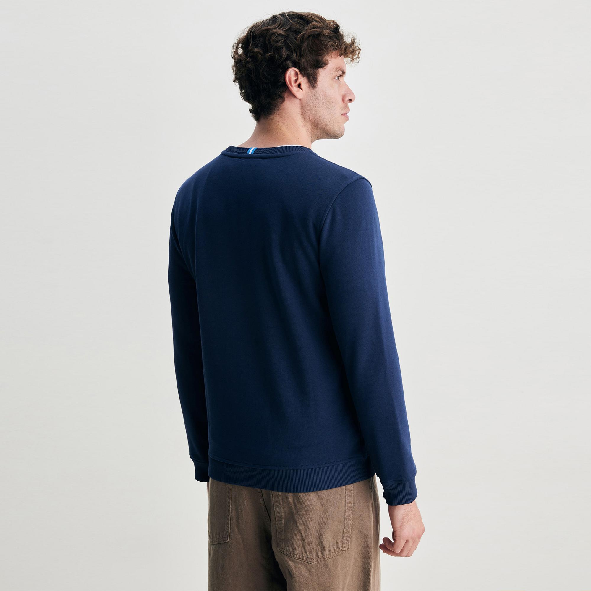 Ucla Valley Erkek Mavi Bisiklet Yaka Sweatshirt